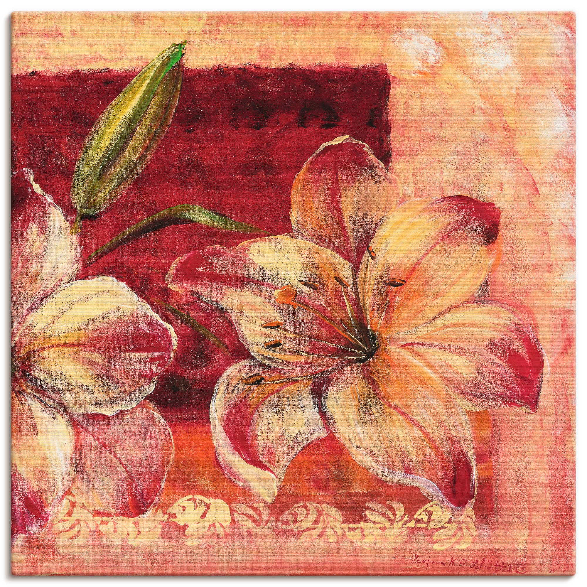 Artland Leinwandbild "Klassische Blumen IV" Blumen 1 Stk. tlg. auf Holzrahmen gespannt