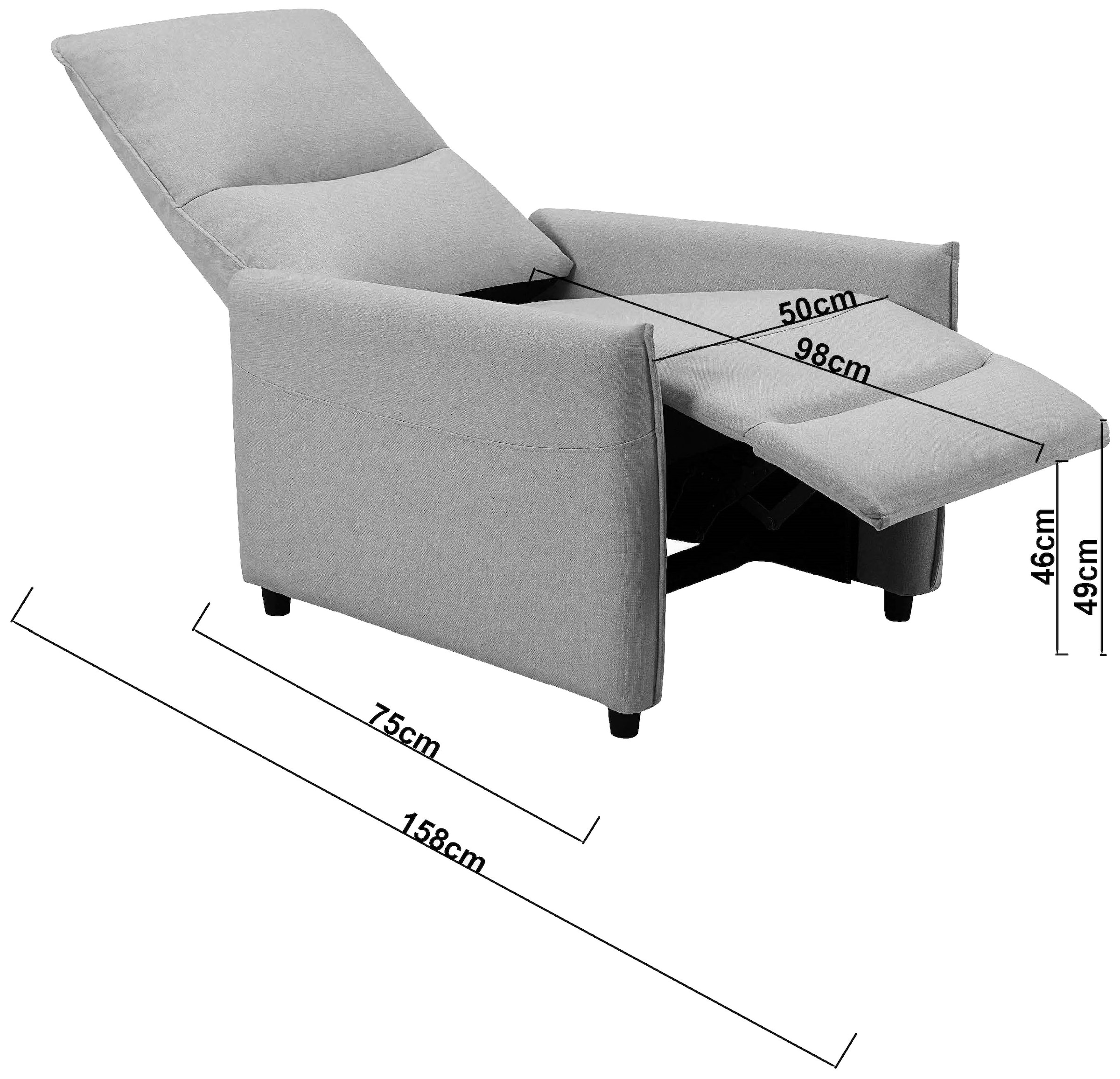 INOSIGN Relaxsessel »CURRIE, mit Liegefunktion, Webstoff-Bezug, Federkern,«, Ruhe-Sessel, Lese-Sessel, TV-Sessel