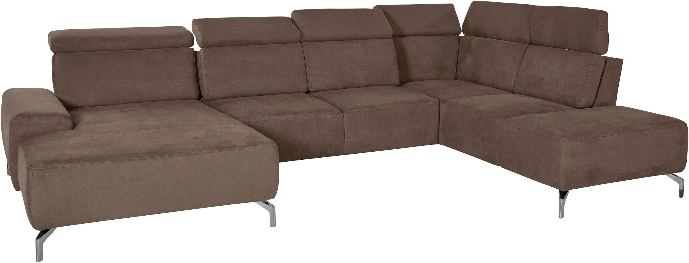 sit&more Wohnlandschaft »Gizeh U-Form«, 15 cm Fußhöhe, inklusive Sitztiefenverstellung und Kopfteilverstellung