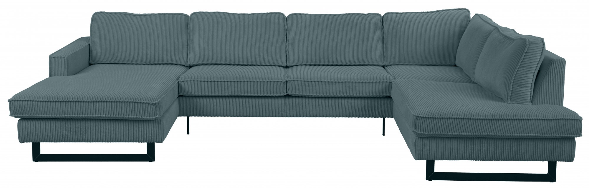 Places of Style Wohnlandschaft »Pinto, 350 cm, U-Form, XXL, mit Ottomanen«, Cord, Feincord, Luxus-Microfaser Leder und Chenille