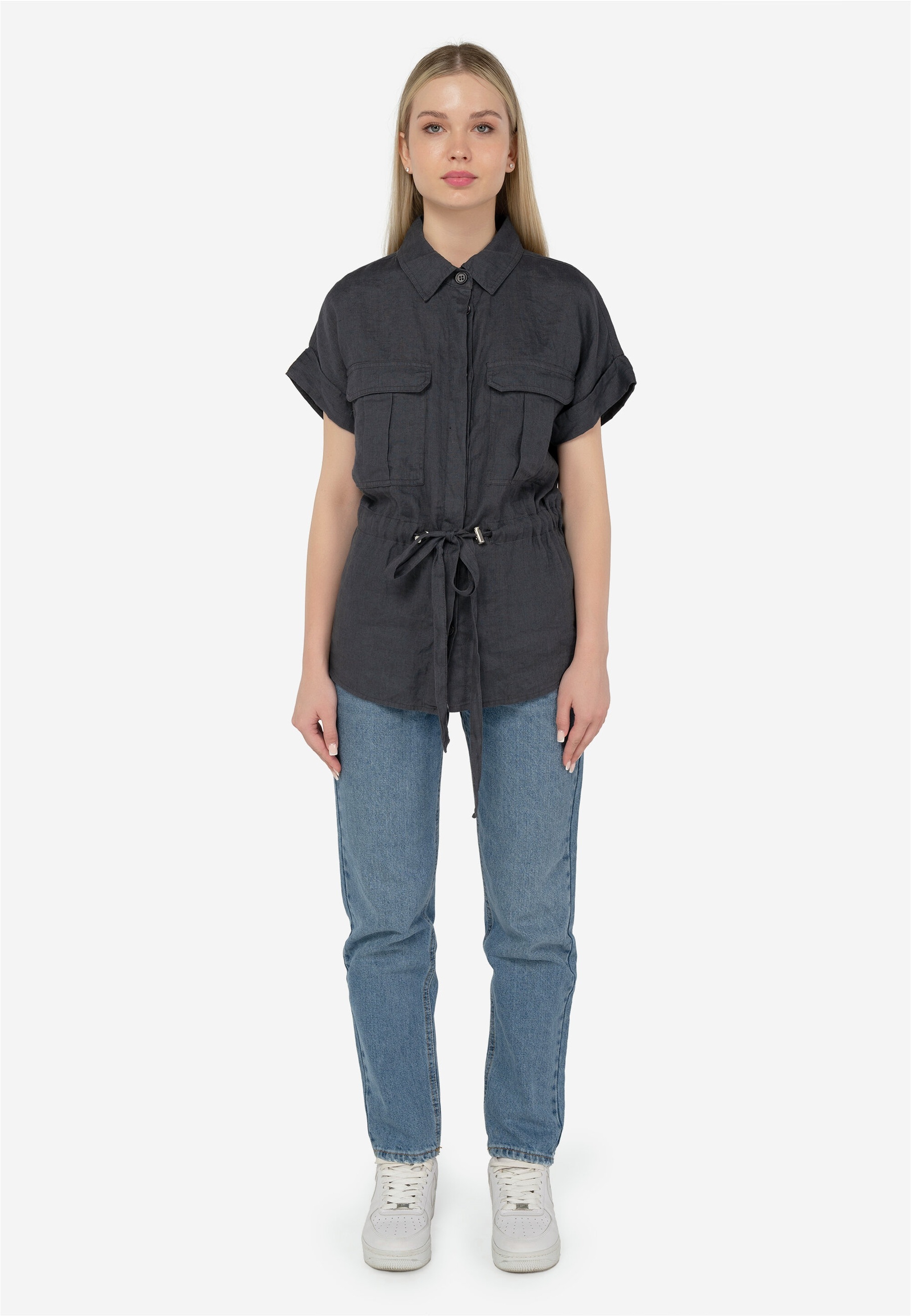 freshlions Klassische Bluse "Zoey", 1 mit Bindeband in der Taille günstig online kaufen