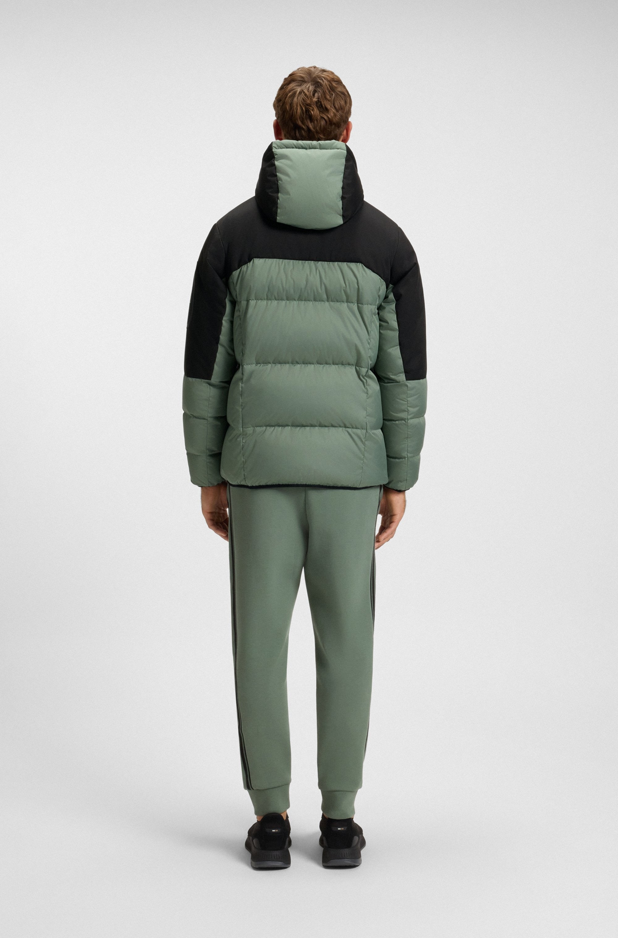 BOSS GREEN Daunenjacke, mit Kapuze, abnehmbare Kapuze, Regular Fit, warm wattiert