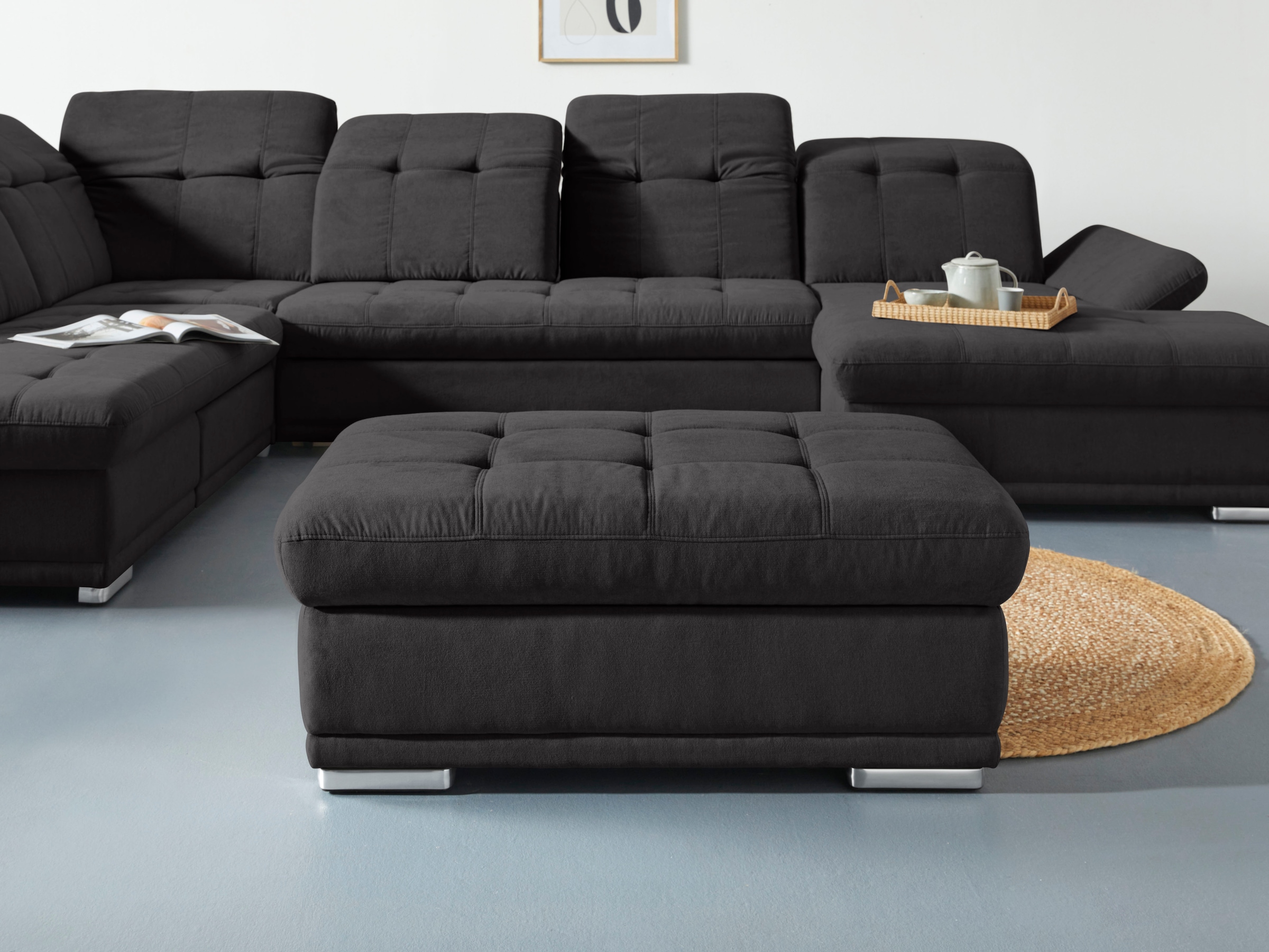 Hocker COTTA "Holiday", braun (mud), B:112cm H:46cm T:72cm, 100% Polyester, Hocker, Hocker