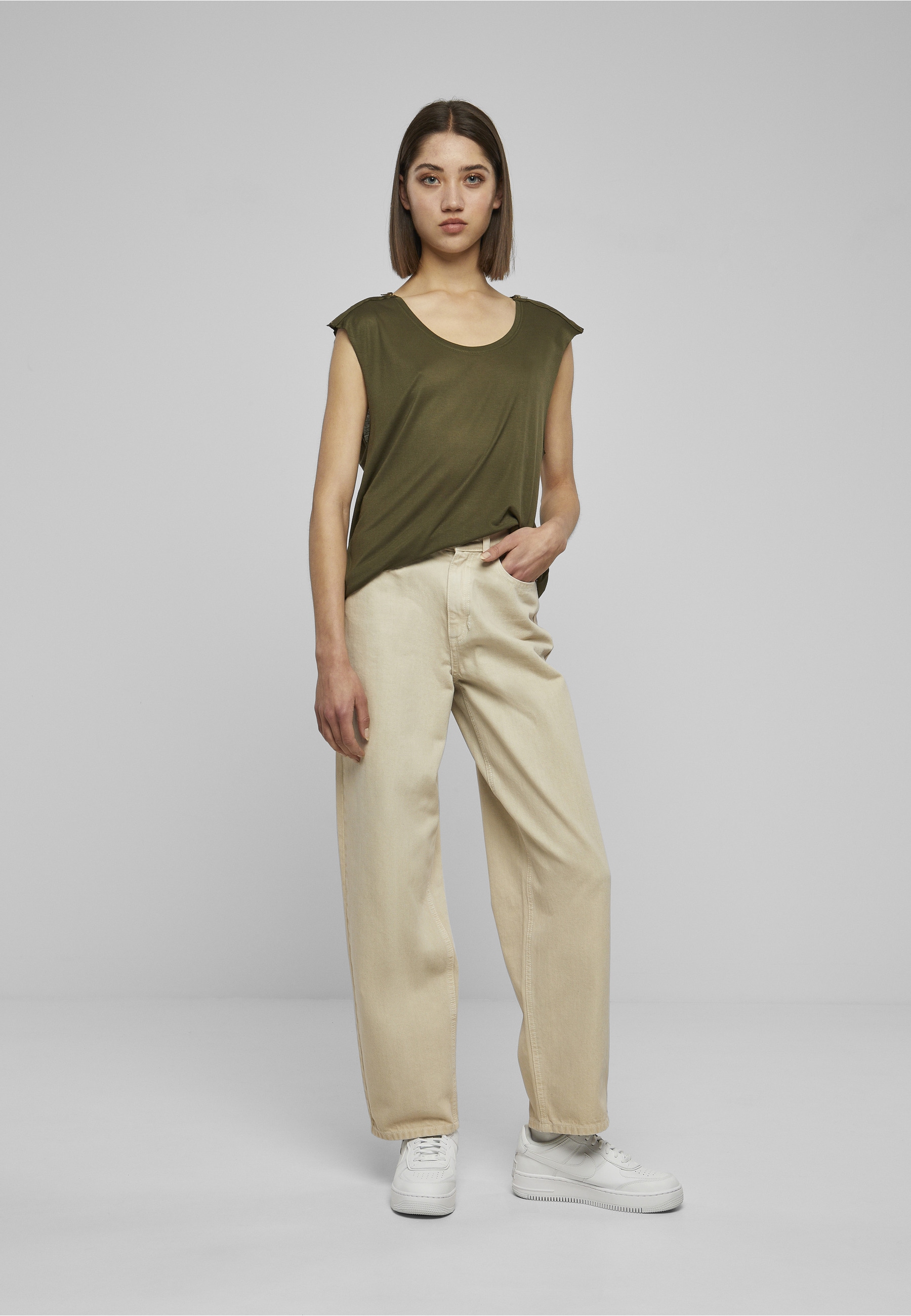 URBAN CLASSICS T-Shirt »Urban Classics Damen Ladies Shoulder Zip HiLo Tee« 1 Stk.