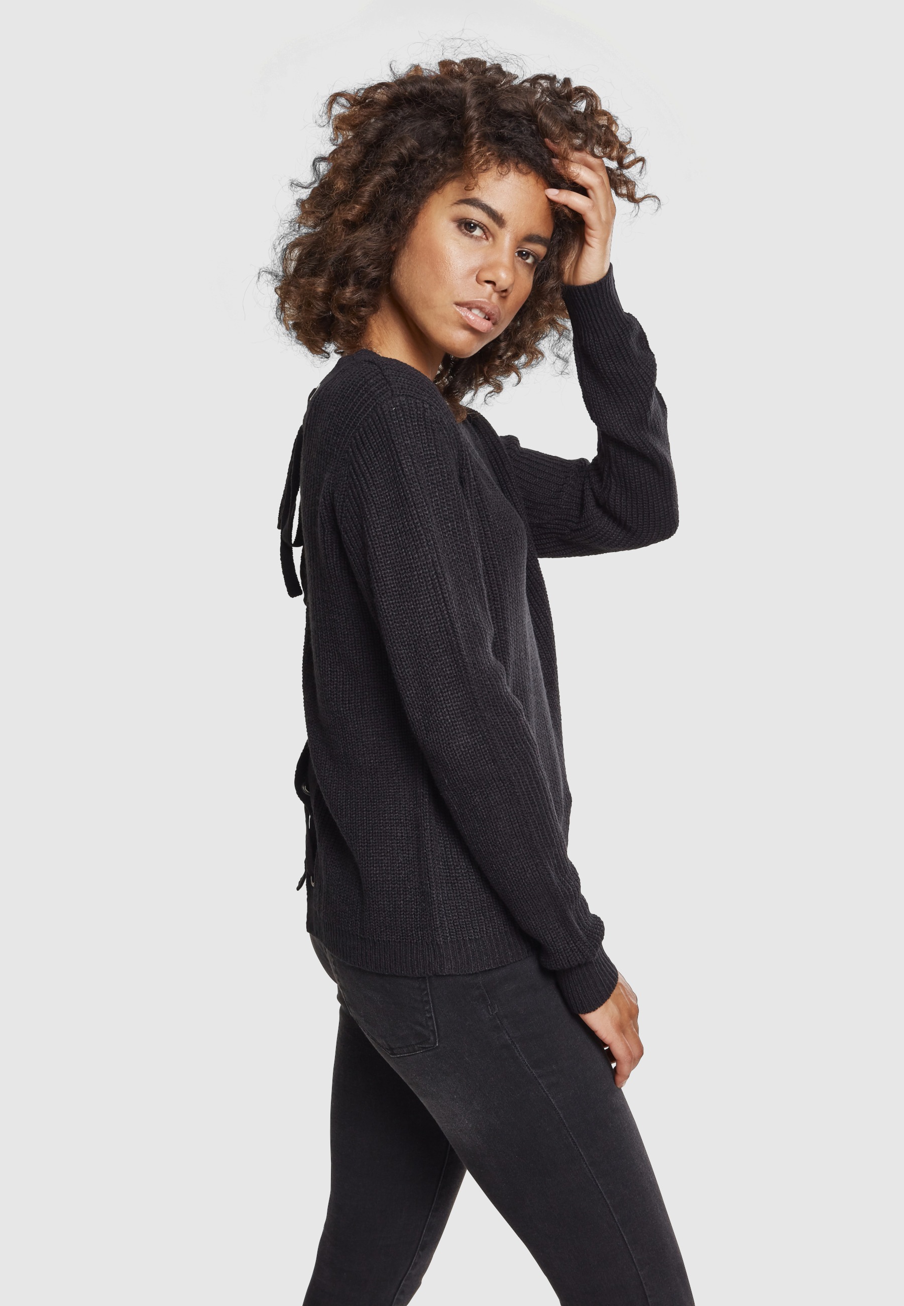 URBAN CLASSICS Sweatshirt »Urban Classics Damen Ladies Back Lace Up Sweater«, 1 Stk.
