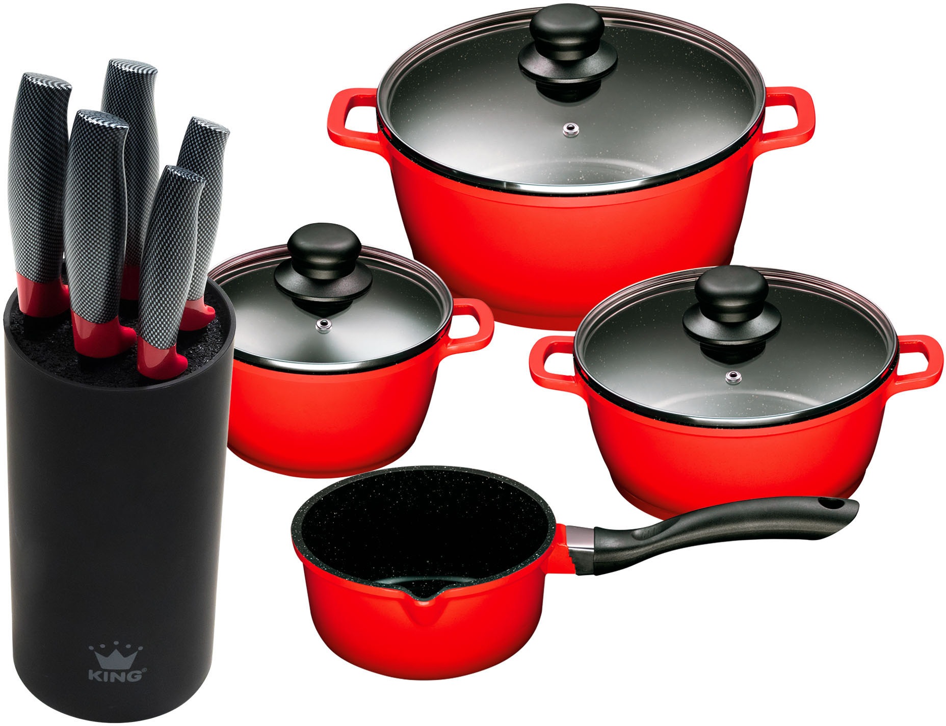 KING Topf-Set, rot, Töpfe, Induktion