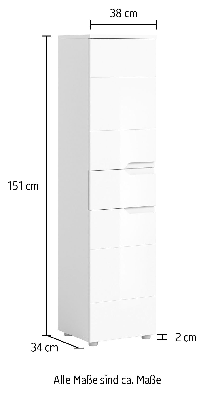 INOSIGN Midischrank »CAPRI, Höhe 151cm, 2 Türen mit Soft-Close-Funktion, 1 Schubkasten«, Mehrzweckschrank, Universalschrank, Badschrank, Badhochschrank