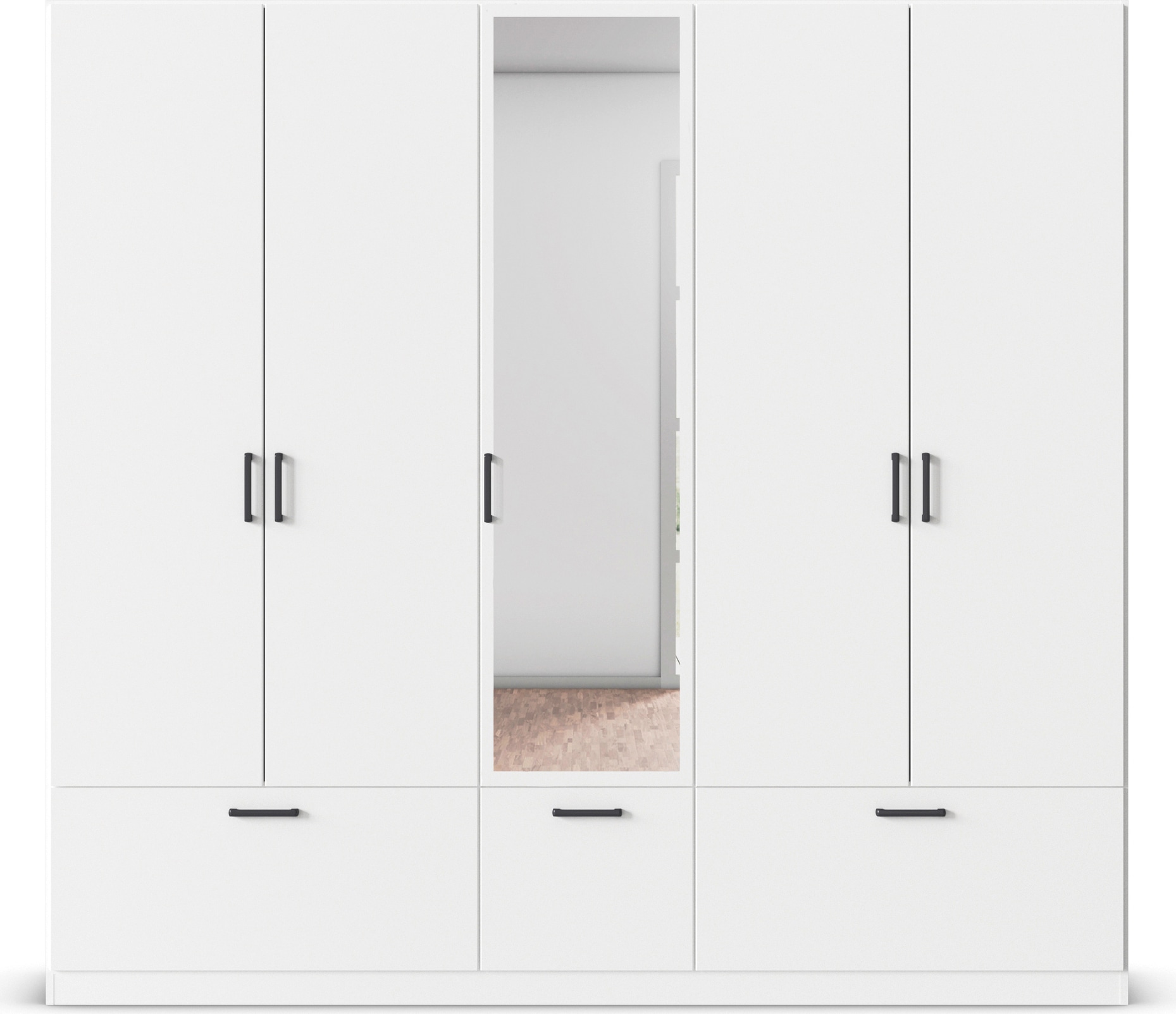 rauch Drehtürenschrank »Kleiderschrank Schrank Garderobe Wäscheschrank BARI mit Spiegel«, mit Schubkästen und modernem Griff in Graumetallic MADE IN GERMANY