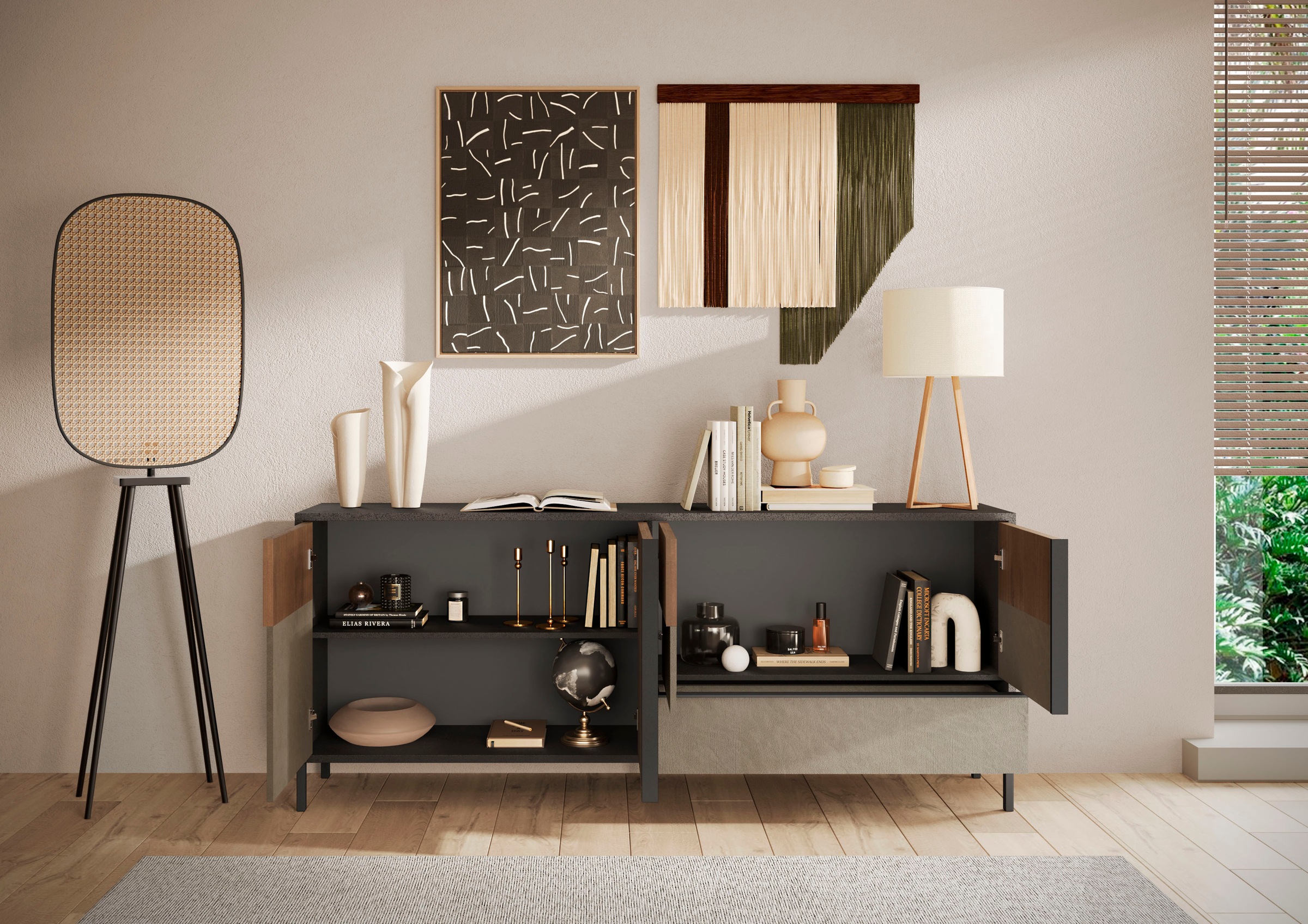 Thumbnail - Home affaire Sideboard "Everest Breite 206 cm, Kommode mit 4 Türen u. 1 Schubkasten" Anrichte, Soft/Self Closing, Korpus...