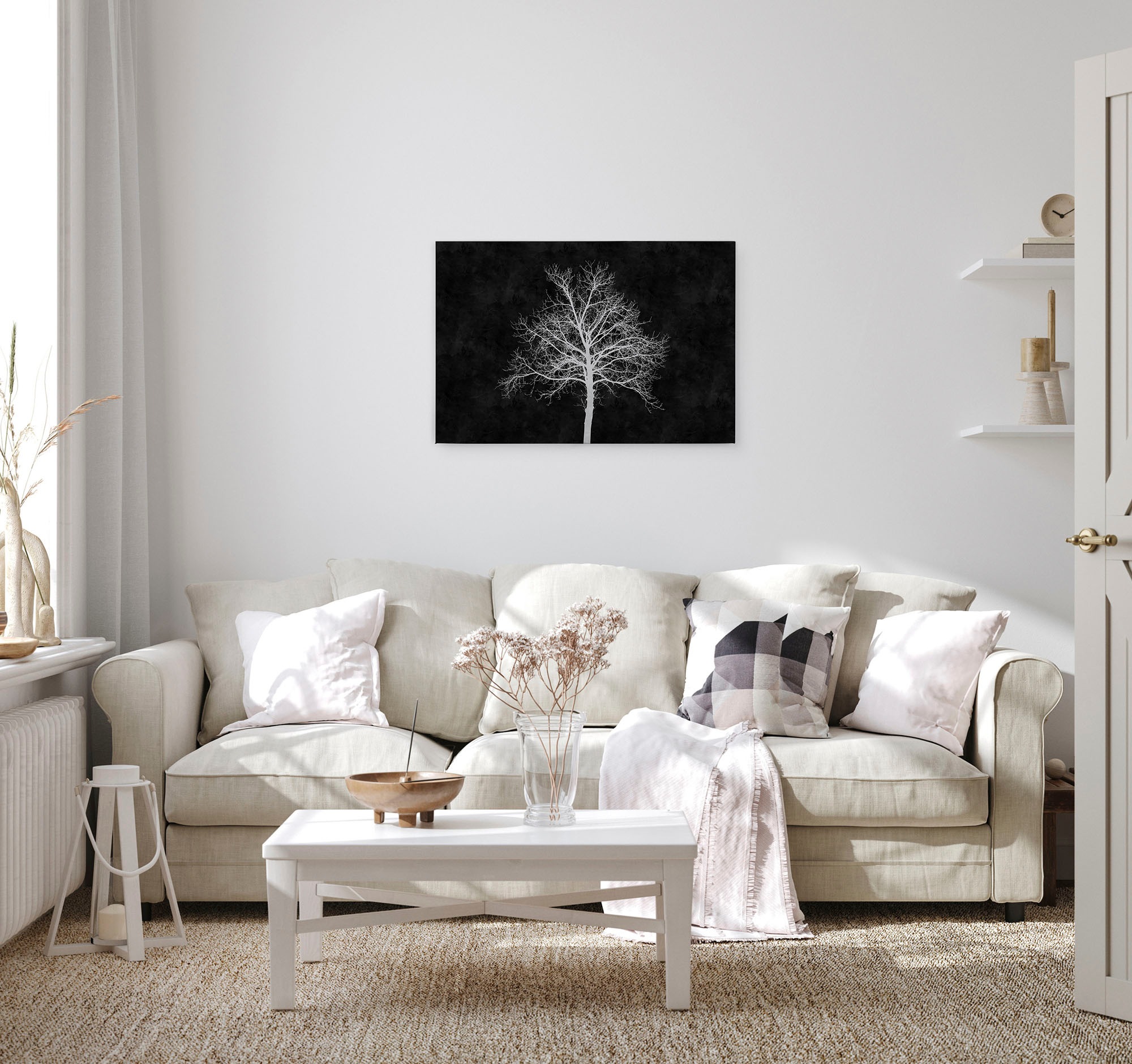 A.S. Création Leinwandbild »blackboard«, Kunst-Gemälde-Kinder, (1 St.), Schwarz-Weiß Baum Keilrahmen Tafel Leinwand-Bild Wohnzimmer modern