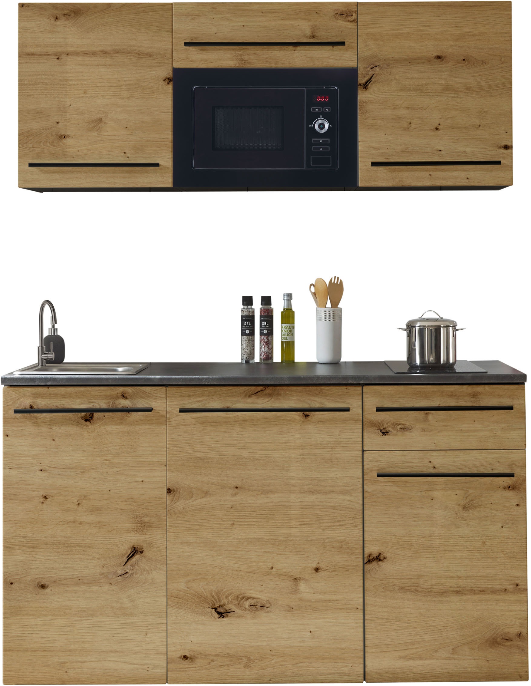 BASIC by Balculina Pantryküche "Jazz Singleküche" Breite 160 cm, wahlweise günstig online kaufen