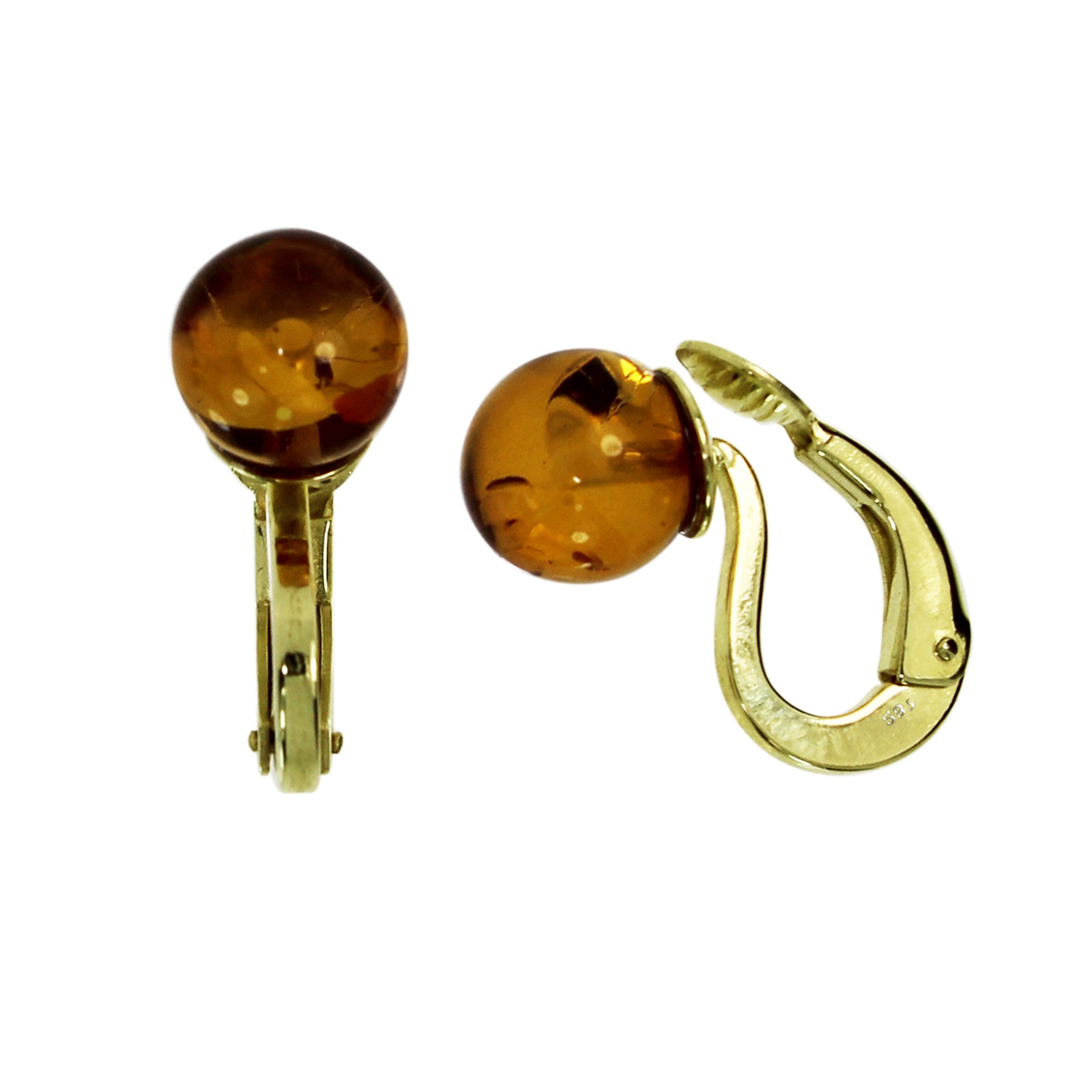 OSTSEE-SCHMUCK Damen Paar Ohrclips "Ostsee-Schmuck Ohrclip Kugel 8 mm Ohrclip Kugel 8 mm", 17 x 8mm, Gelbgold 585, gelb, Gelbgold 585, Ohrringe