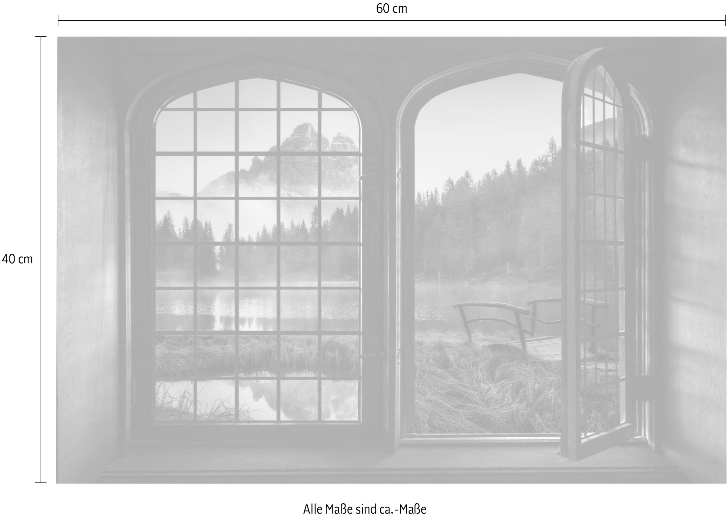 queence Wandsticker »Berg«, Wandsticker, Wandbild, selbstklebend, 3D, Fenster