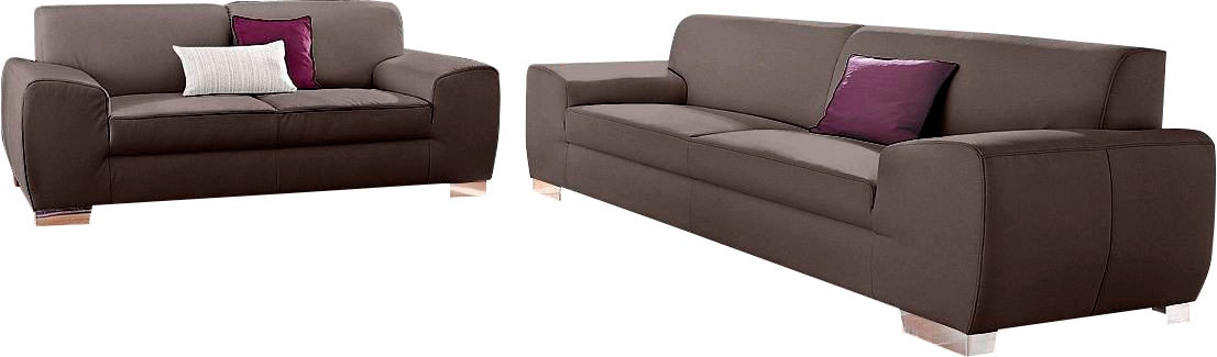 DOMO collection Polstergarnitur "Ricardo kubisch, modern & elegant, bequem, Federkernunterfederung" Set, 2 Stk. tlg. Set: 2-Sitzer und 2,5-Sitzer