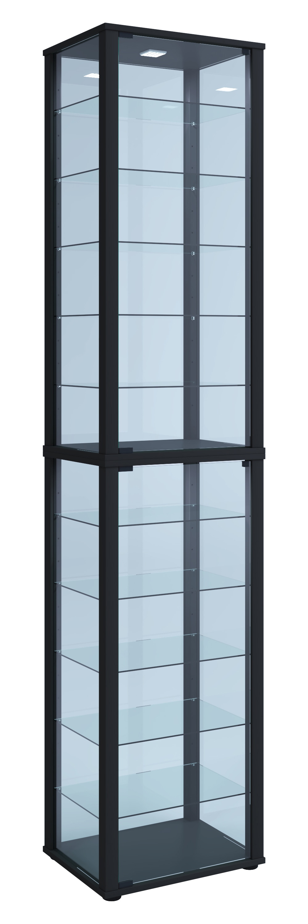 VCM Vitrine »VCM Glasvitrine stehend | Vitrine Glas mit ESG-Sicherheitsglas | Maße ca. H. 227 x B. 50 x T. 38 cm | Standvitrine Glas | Modern und platzsparend | Glas Vitrinenschrank ¿ Kavisa XXL«, (1 St.)