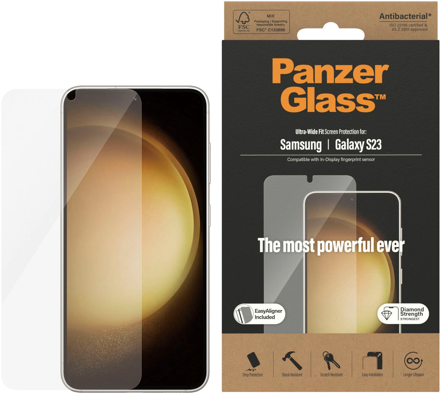 PanzerGlass Displayschutzfolie »Displayschutz Samsung Galaxy S23 - Ultra-Wide Fit inkl. EasyAligner«