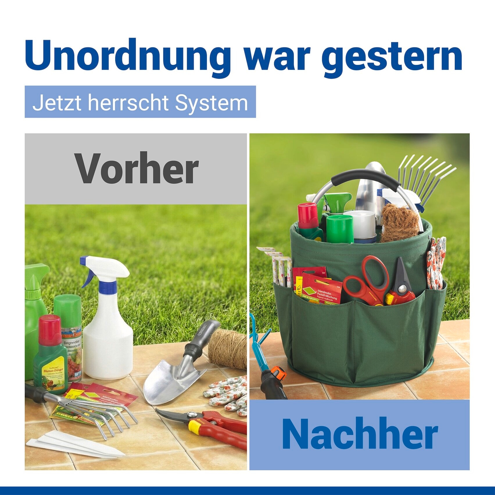 Maximex Organizer »Universal-Reinigungs-Caddy« mit 6 Außentaschen für Gartenwerkzeug, großes Hauptfach, faltbar, 16 l