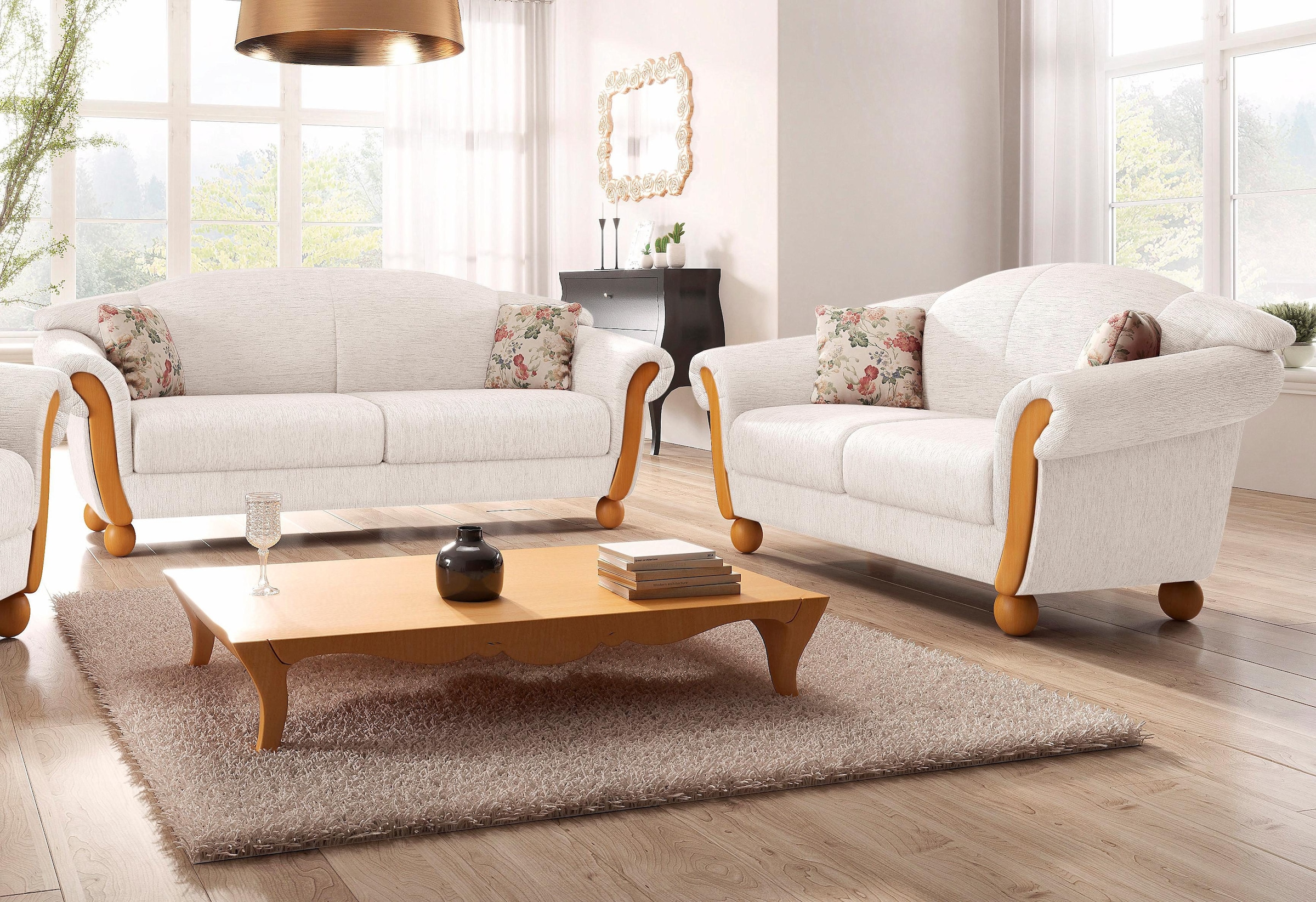 Home affaire Polstergarnitur "Milano, bequem durch Federkern, Landhaus Stil günstig online kaufen