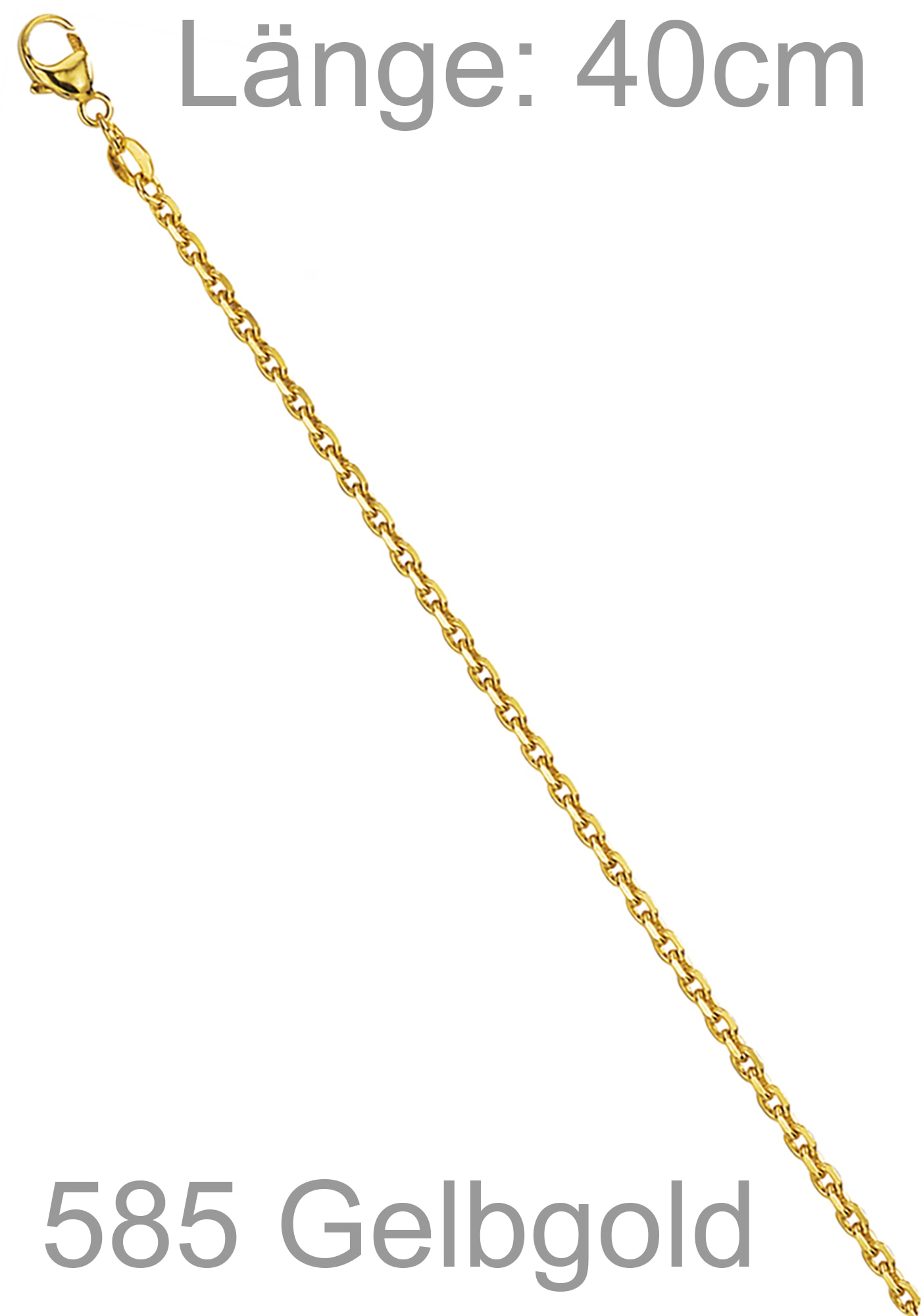 JOBO Goldkette Ankerkette 585 Gold diamantiert 40 cm 1,6 mm