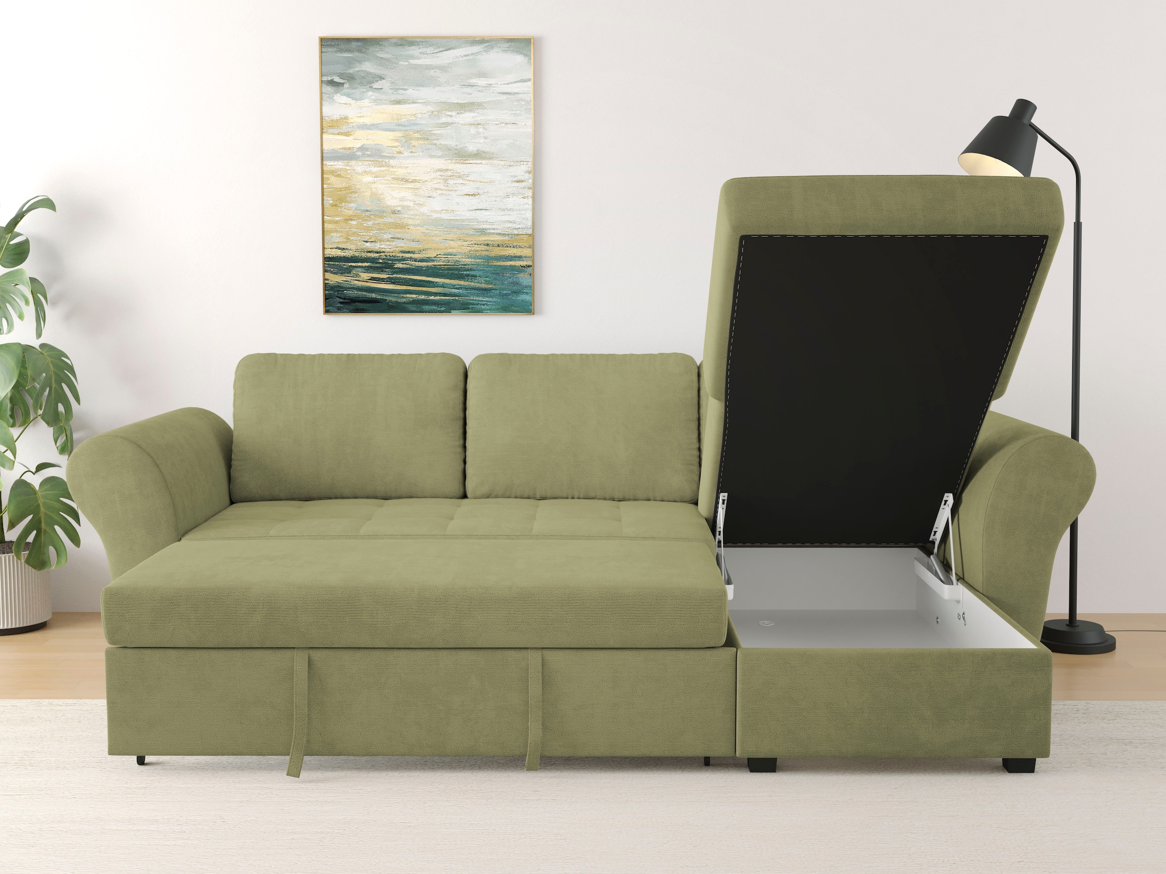 Trends by HG Ecksofa »LASSE, L-Form«, (2 St.), inkl. Schlaffunktion & Bettkasten