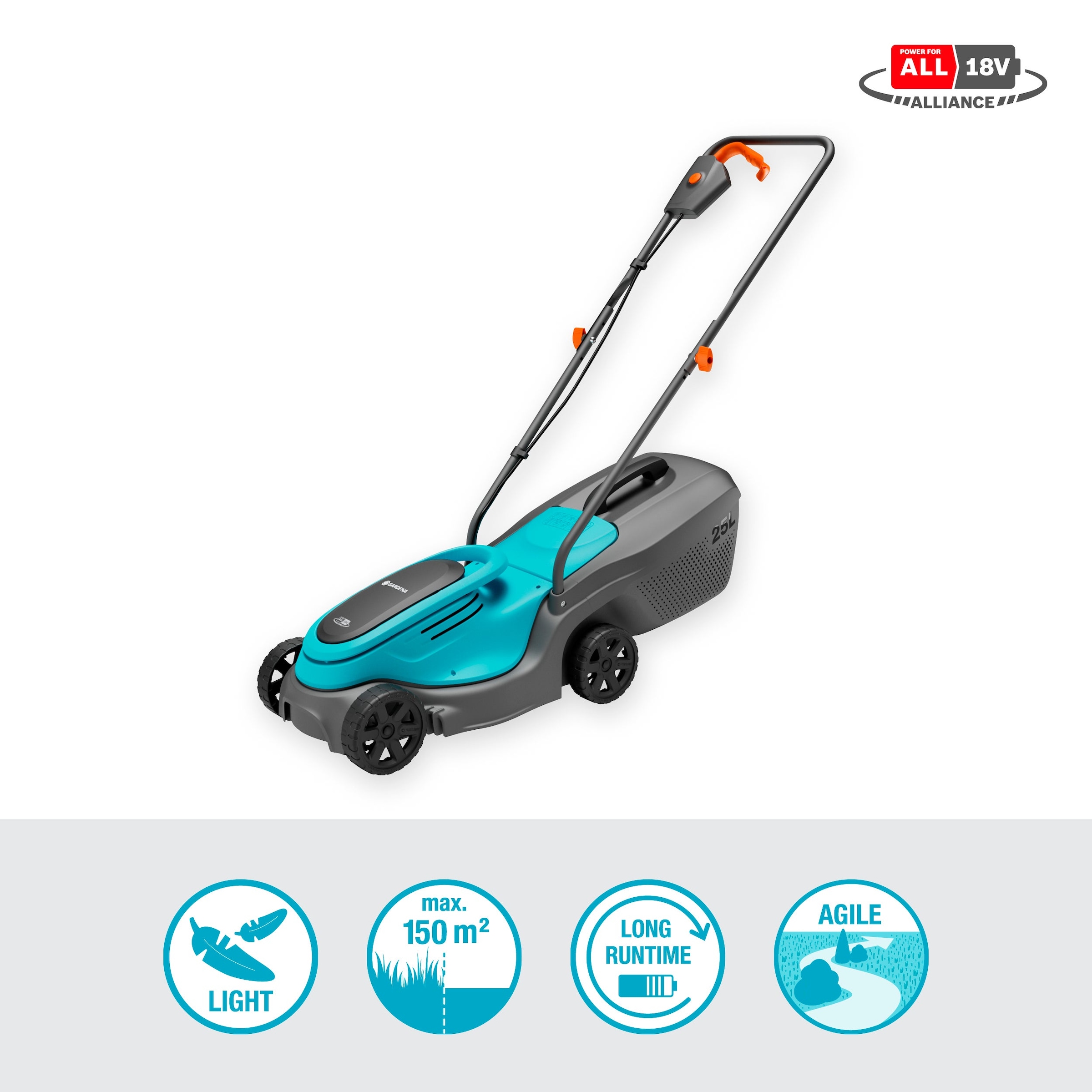 GARDENA Akkurasenmäher »PowerMax 30/18V P4A Ready-To-Use Set«, Ready-To-Use Set inkl. Akku und Ladegerät