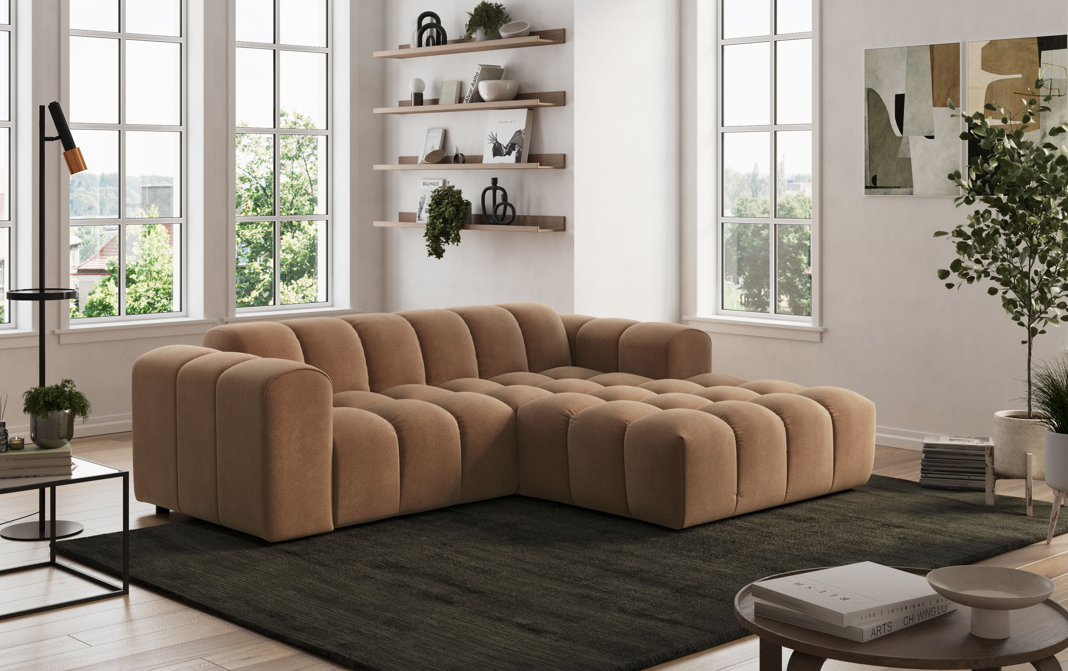 COTTA Ecksofa "Rocco L-Form, B: 248 cm, modernes Bubble-Sofa, großzügiger Sitzkomfort" Wohnlandschaft-Charakter, frei stellbar, modernes Design
