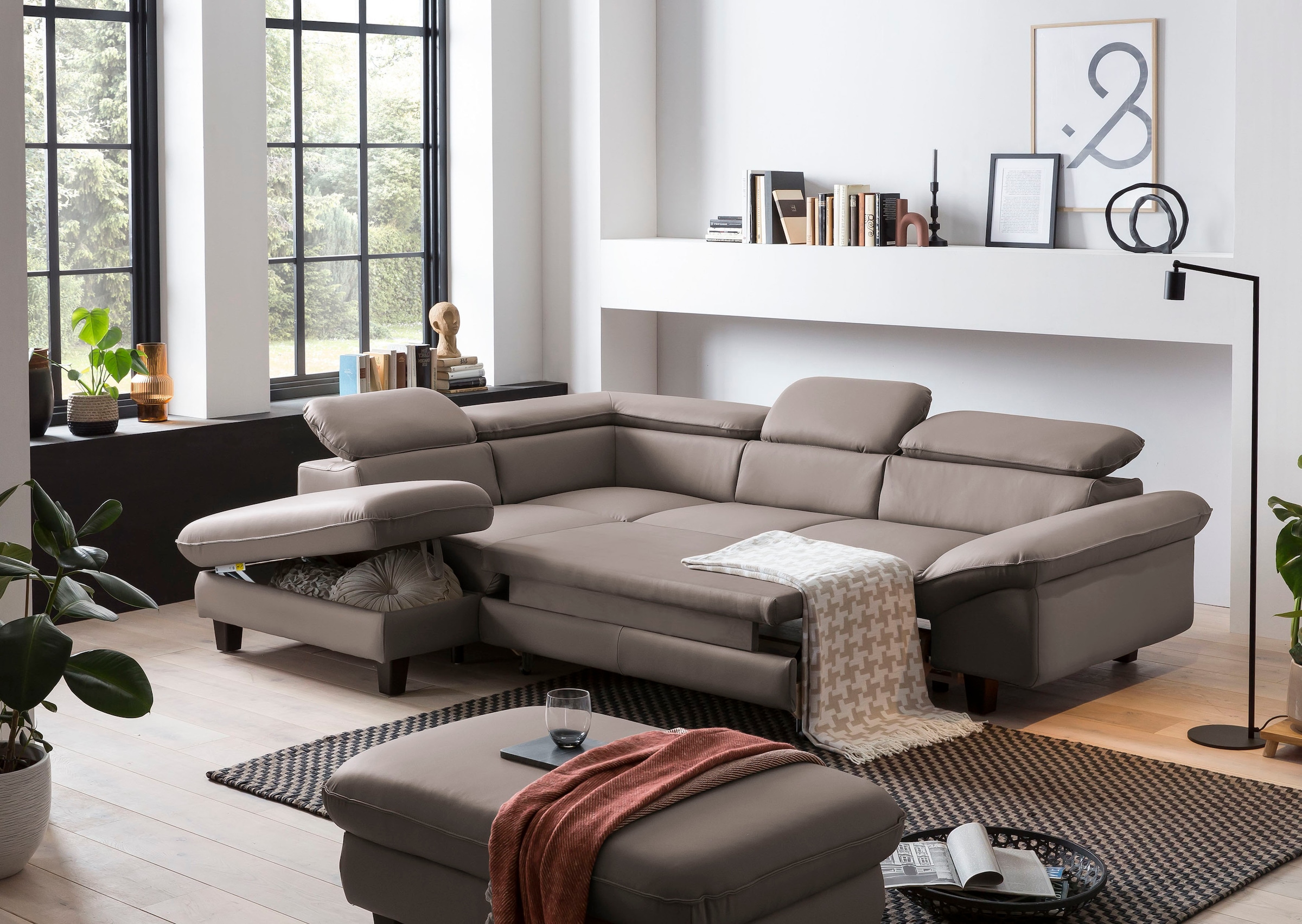 Home affaire Ecksofa »Pilot L-Form«, mit Kopfteilverstellung, wahlweise mit Bettfunktion & Bettkasten
