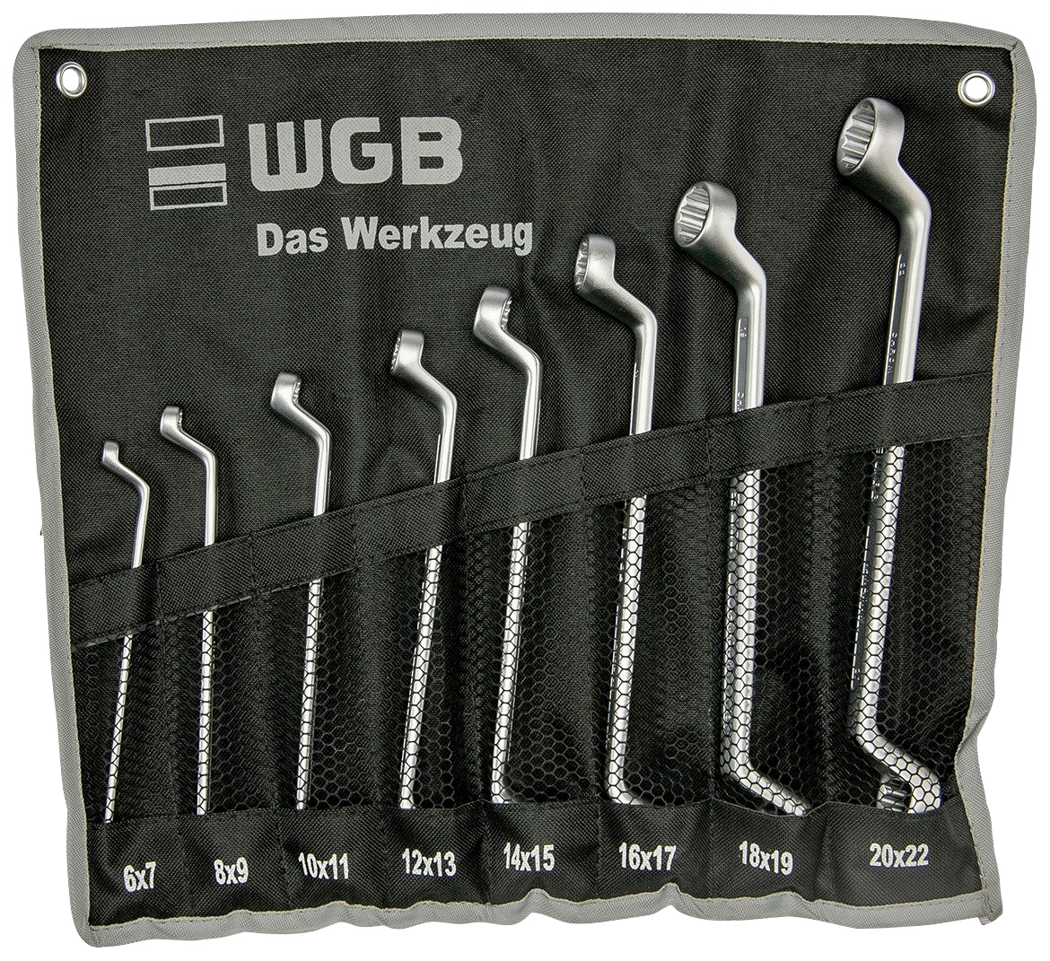 Black Friday WGB BASIC PLUS (Set, | »Doppelringschlüssel-Satz«, Rolltasche in St.), gekröpft, Stahl, Chrom-Vanadium verchromt, Ringschlüssel BAUR 8