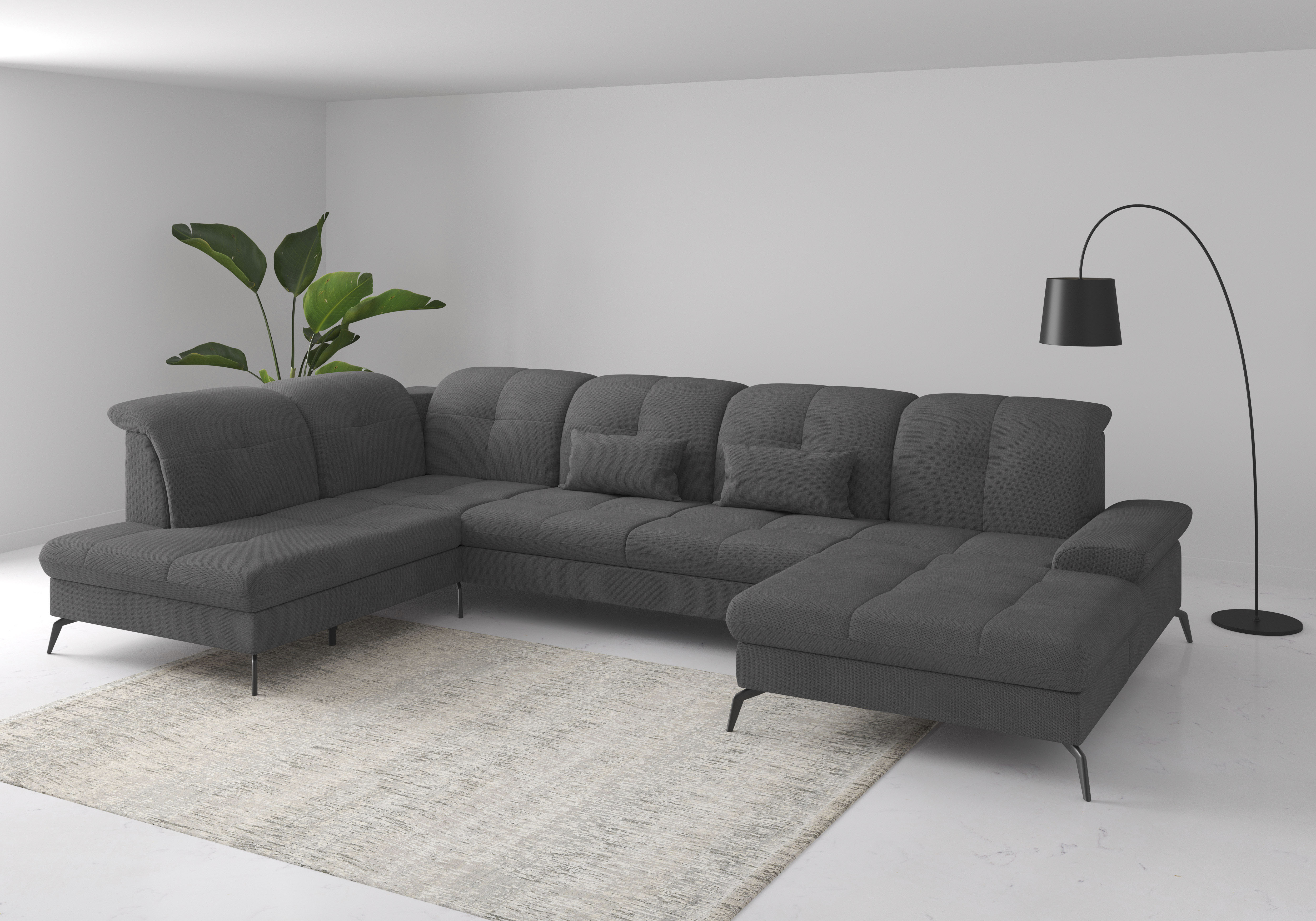 sit&more Wohnlandschaft "Amica, U-Form, inkl. Sitztiefenverstellung und Armteilverstellung" wahlweise mit Kopfteilverstellung, Schlaffunktion und Bettkasten