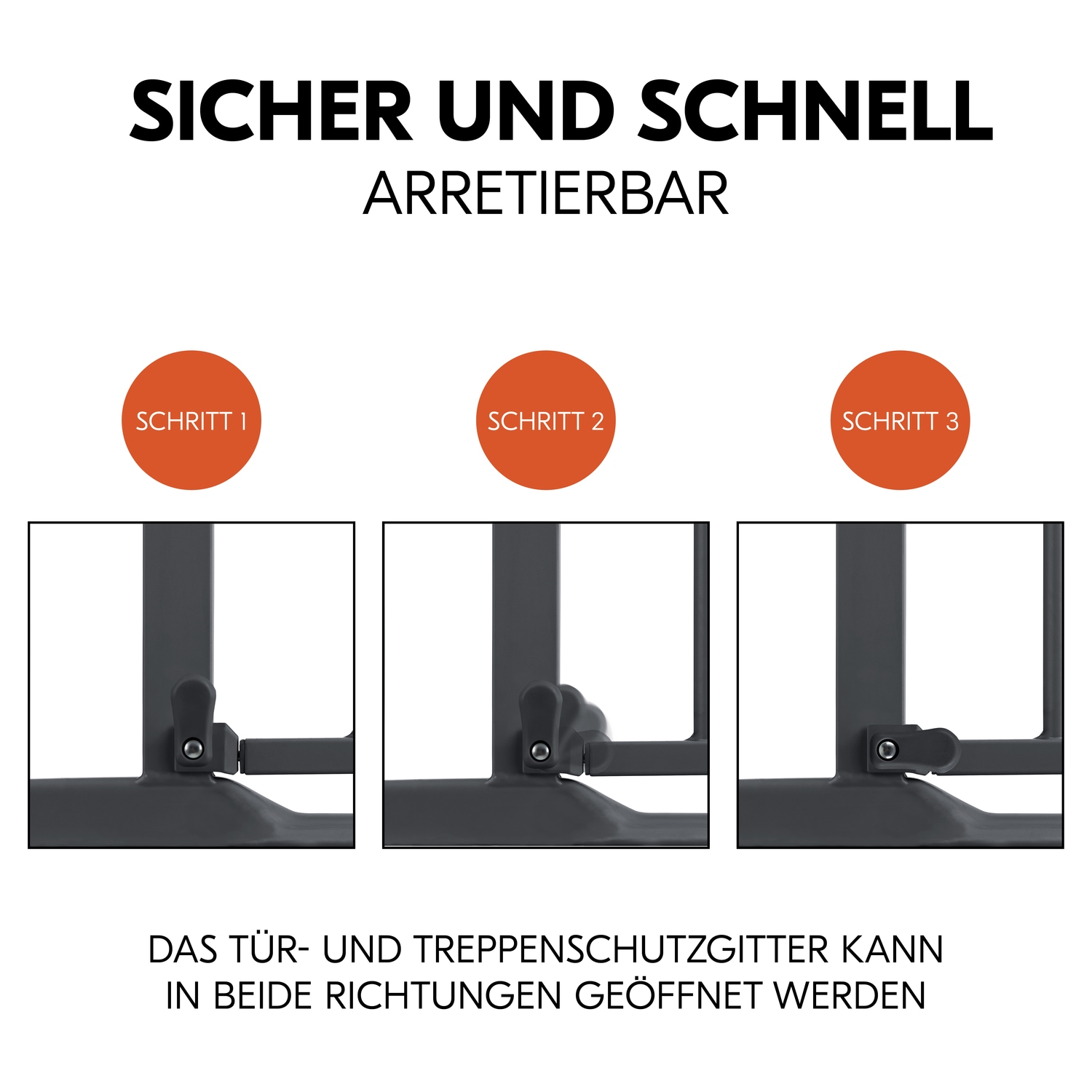Hauck Türschutzgitter »Clear Step 2, Dark Grey«, auch als Treppenschutzgitter verwendbar; 75-80 cm, flacher Durchgang
