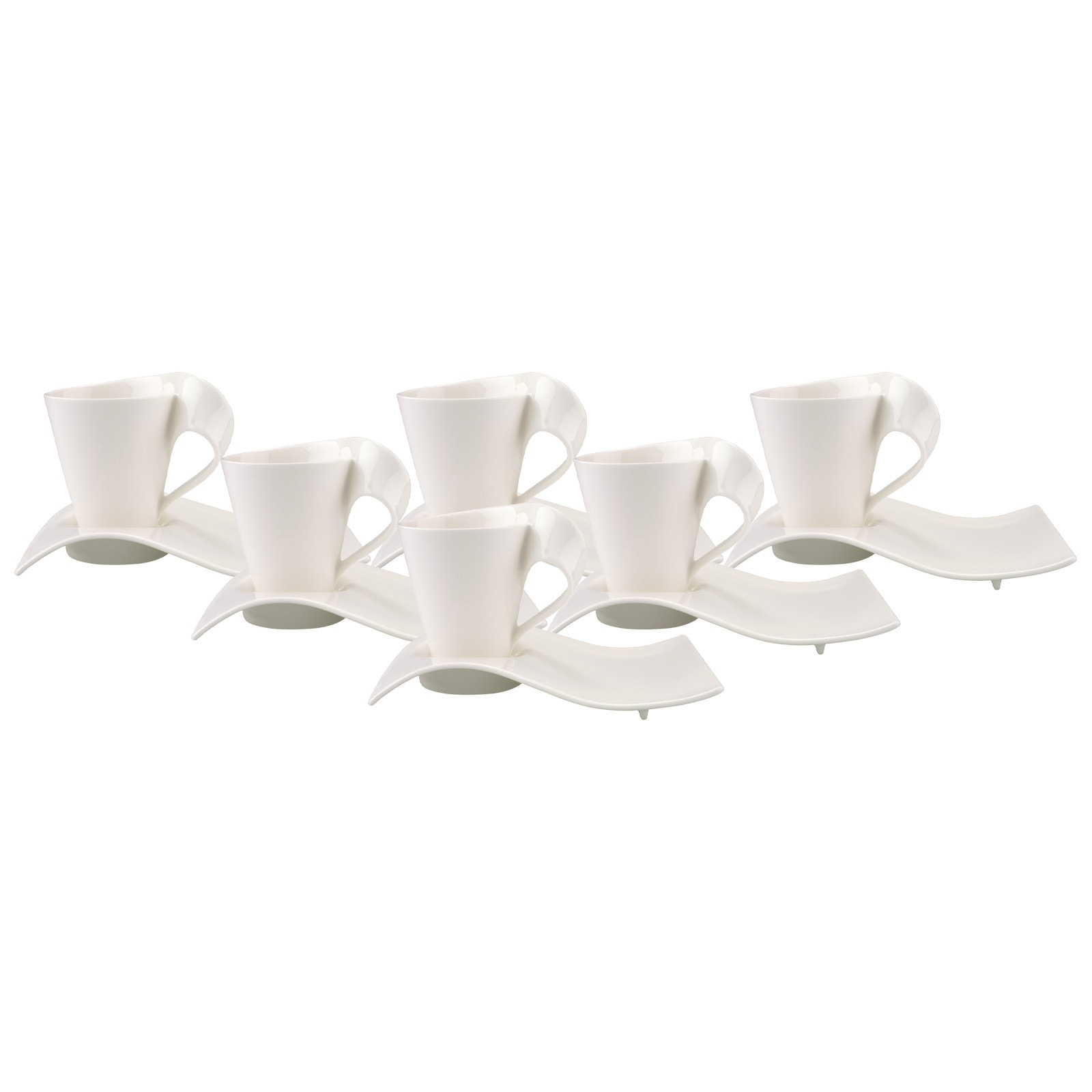 Villeroy & Boch "Kaffeebecher mit Unterteller NewWave Caffè 300 ml 6er Set weiß"