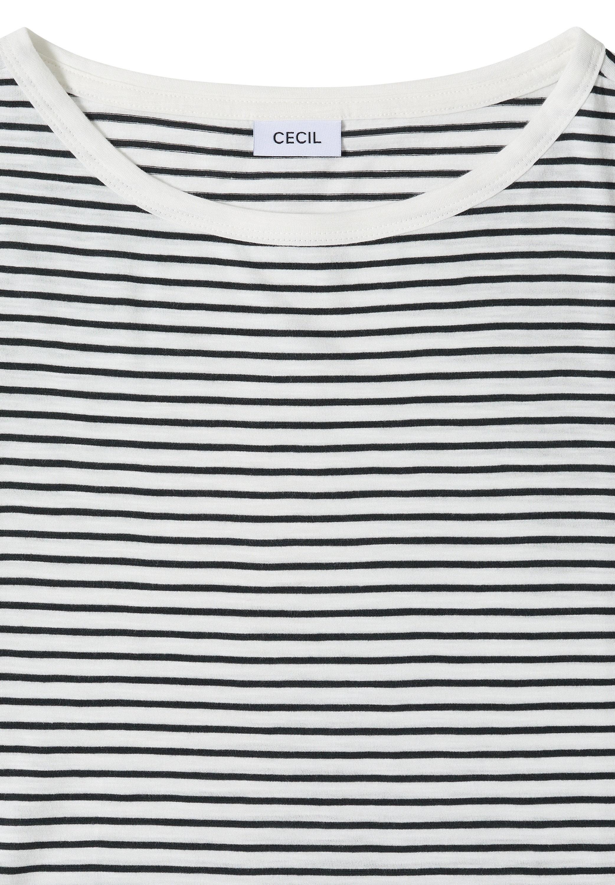 Cecil T-Shirt lässiger Streifenlook, Rundhals, softer Materialmix