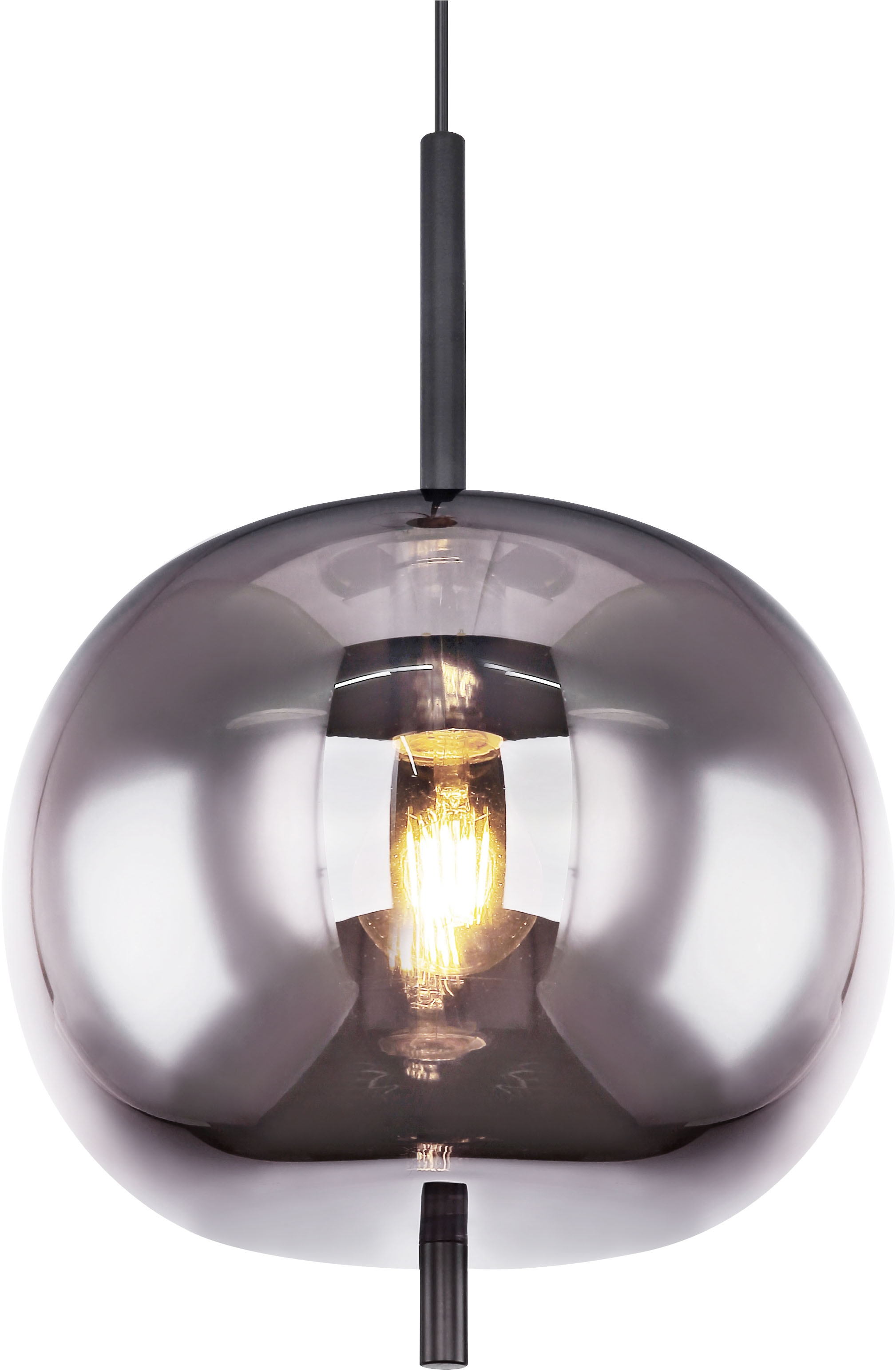 GLOBO LIGHTING Hängeleuchte »BLACKY«, Leuchtmittel E27 | ohne Leuchtmittel, Hängelampe/Pendelleuchte/Glas rauchfarben/Höhe kürzbar/Esstisch