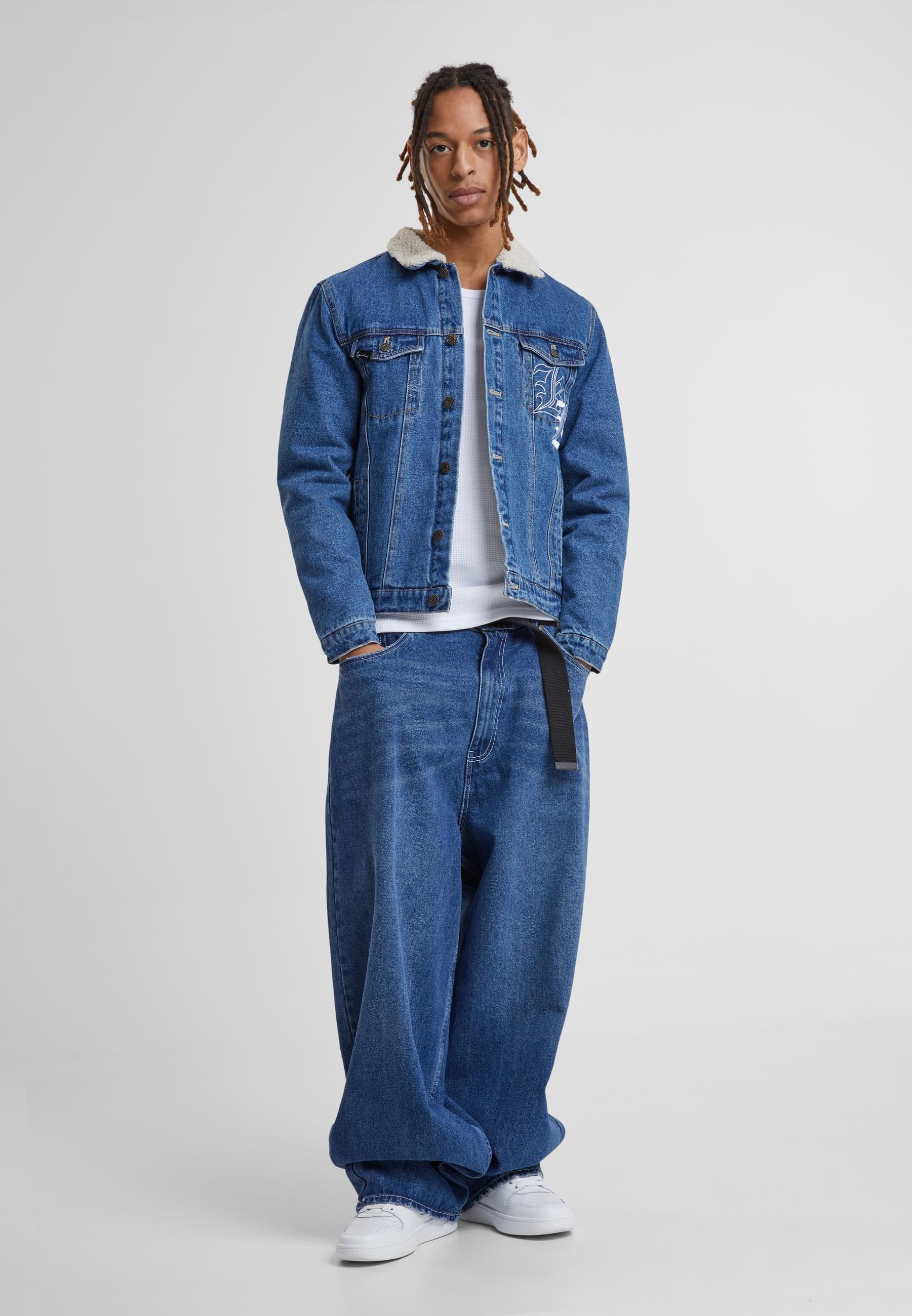 Karl Kani Jeansjacke »Karl Kani Herren KM224-062-1 KK Old English Denim Jacket«, (1 St.), ohne Kapuze