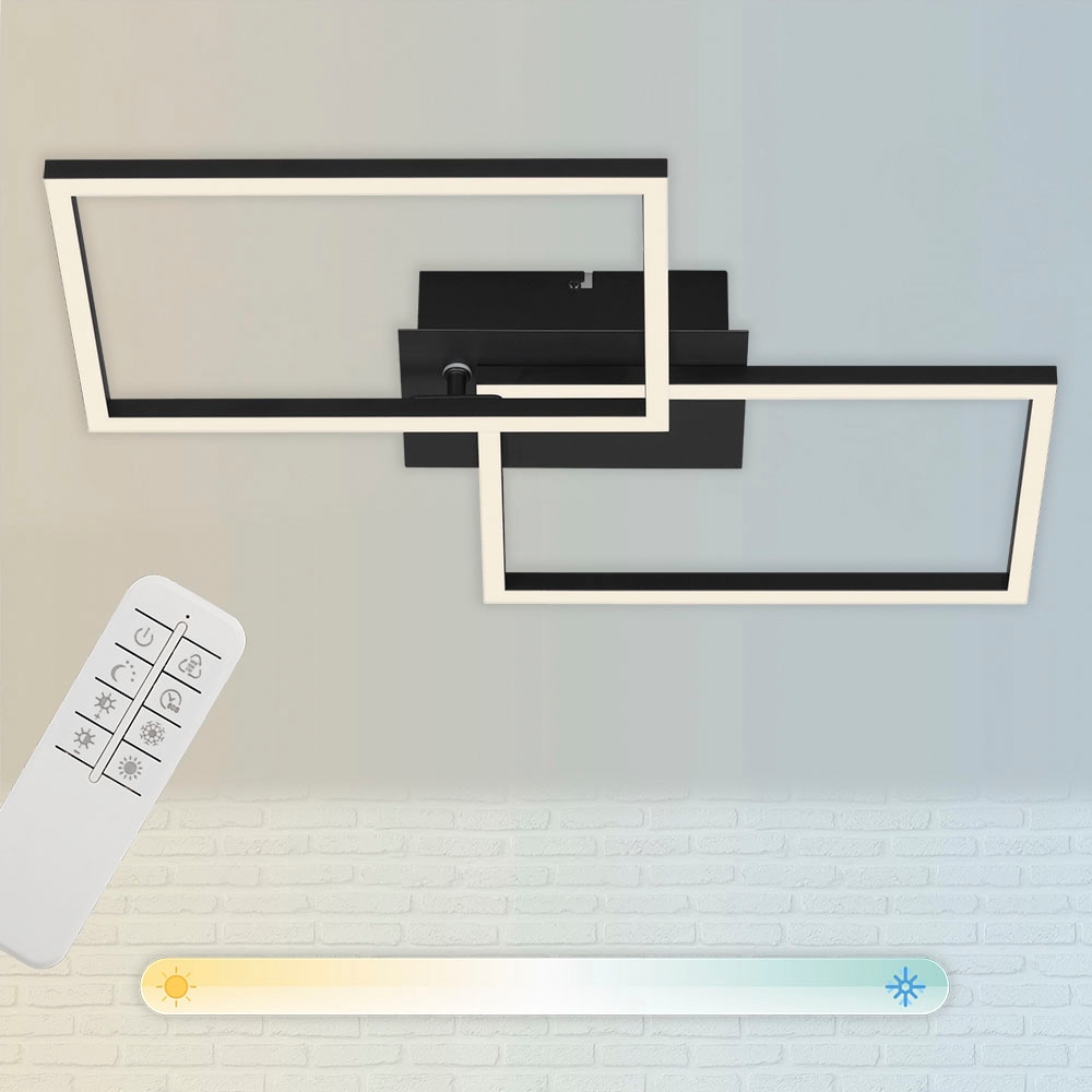 Briloner Leuchten LED Deckenleuchte »3149015 FRAME«, Leuchtmittel LED-Board | LED fest integriert, Deckenlampe, 50x38,8x7,8cm, Schwarz, 30W, Wohnzimmer, Schlafzimmer