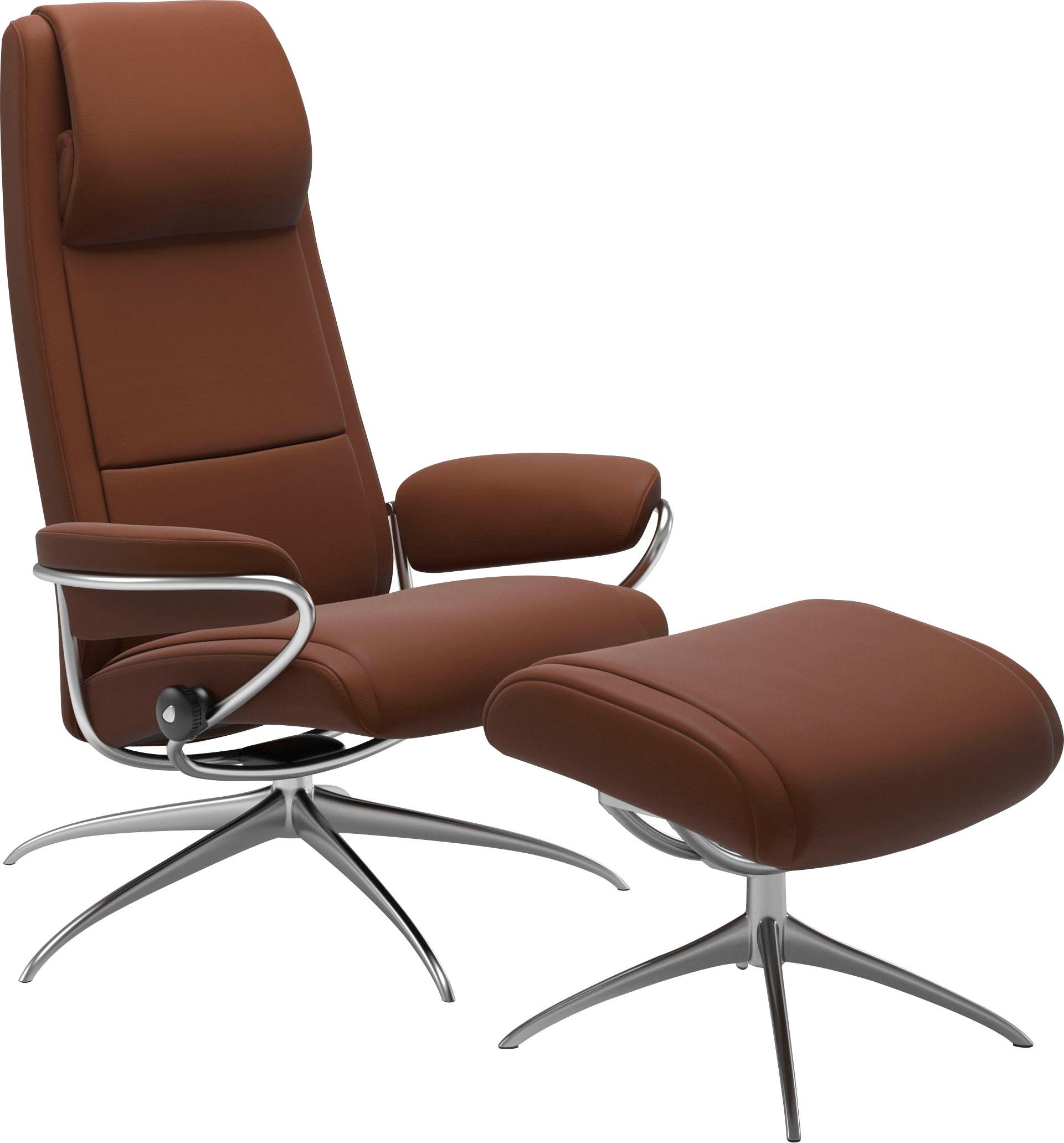 Stressless Relaxsessel "Paris" Set, Relaxsessel mit Hocker, mit Hocker, High Back, mit Star Base, Gestell Chrom