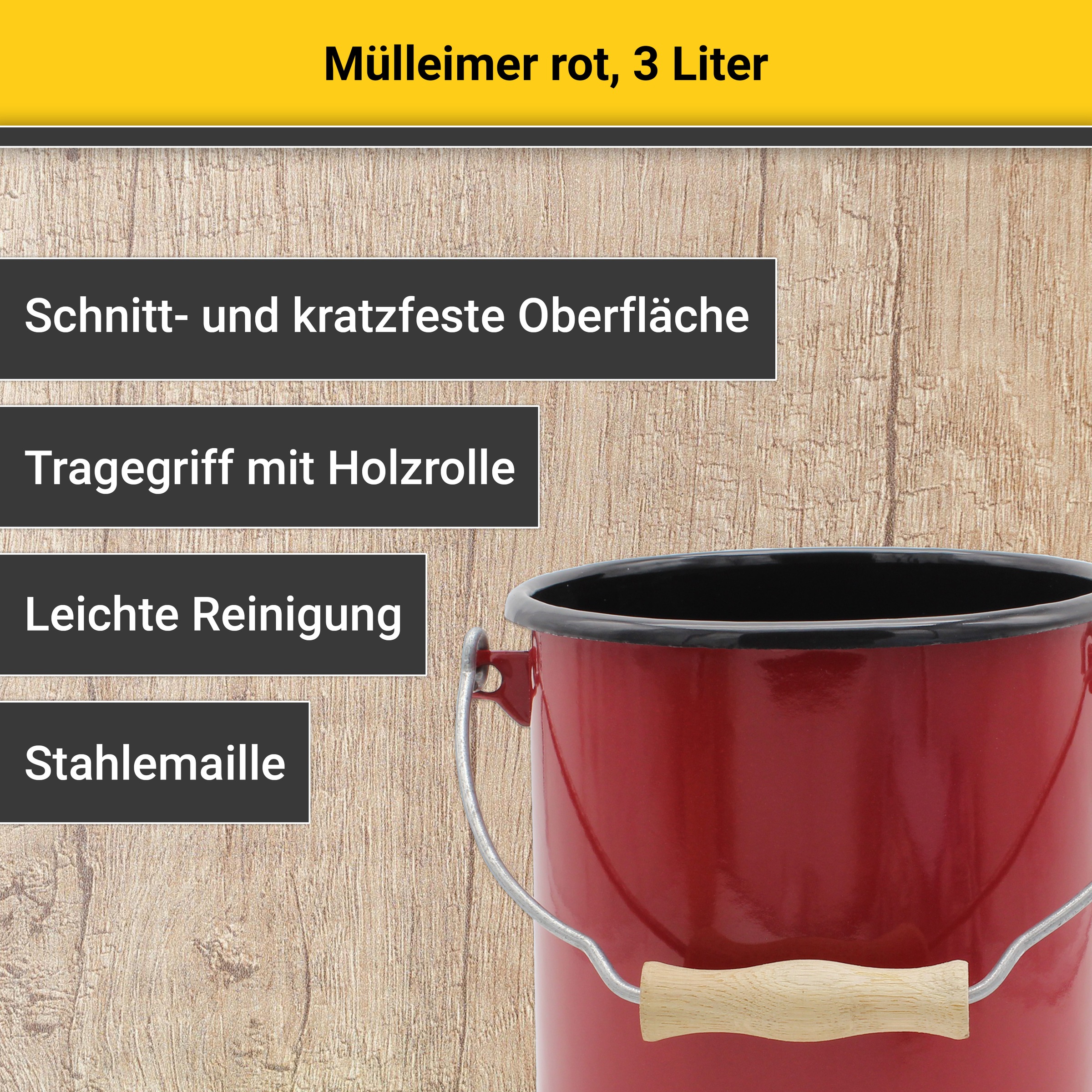 Krüger Mülleimer, schnitt- / kratzfeste Oberfläche, bakterienabweisend, extrem langlebig