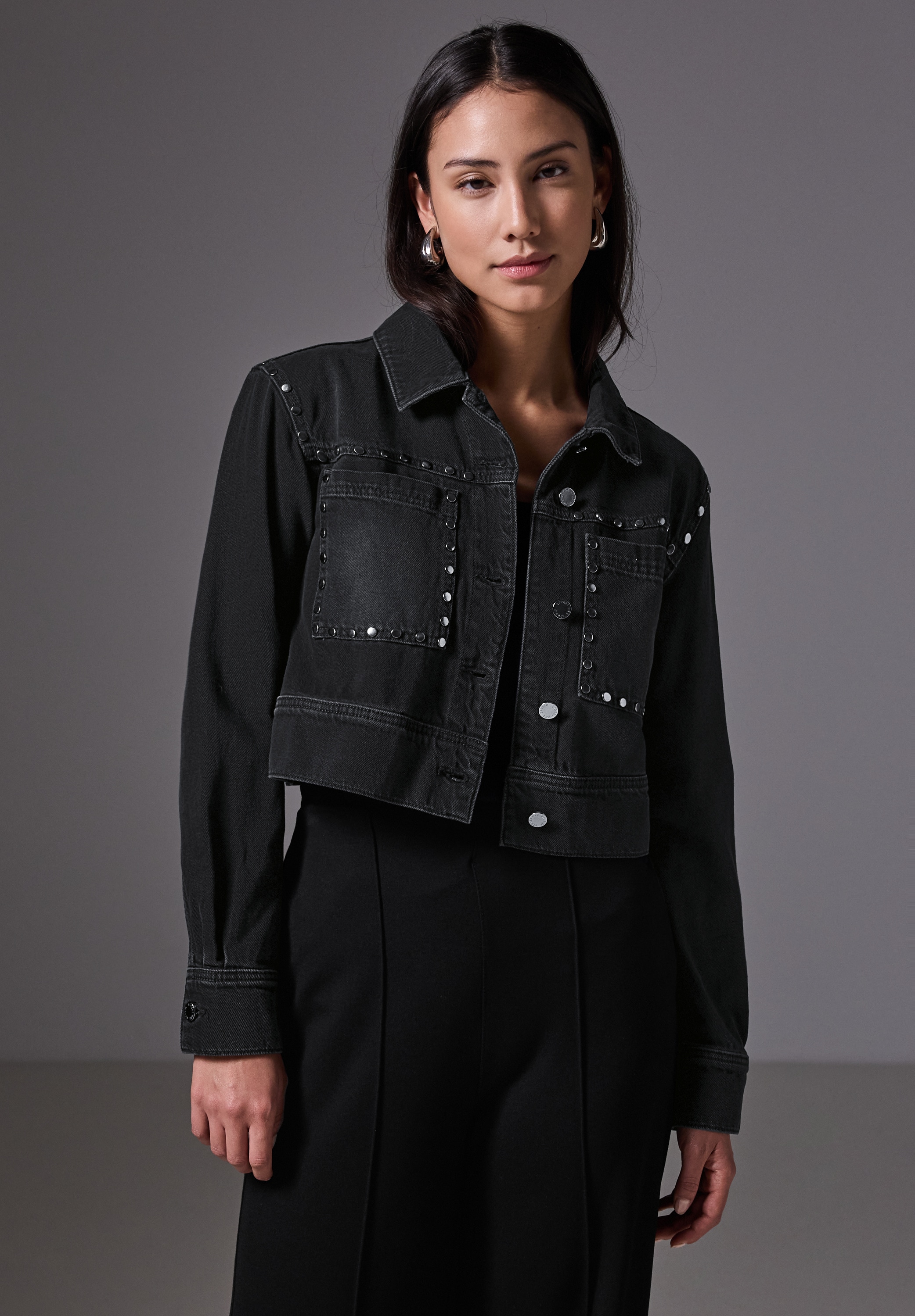 STREET ONE STUDIO Jeansjacke ohne Kapuze mit Brusttaschen