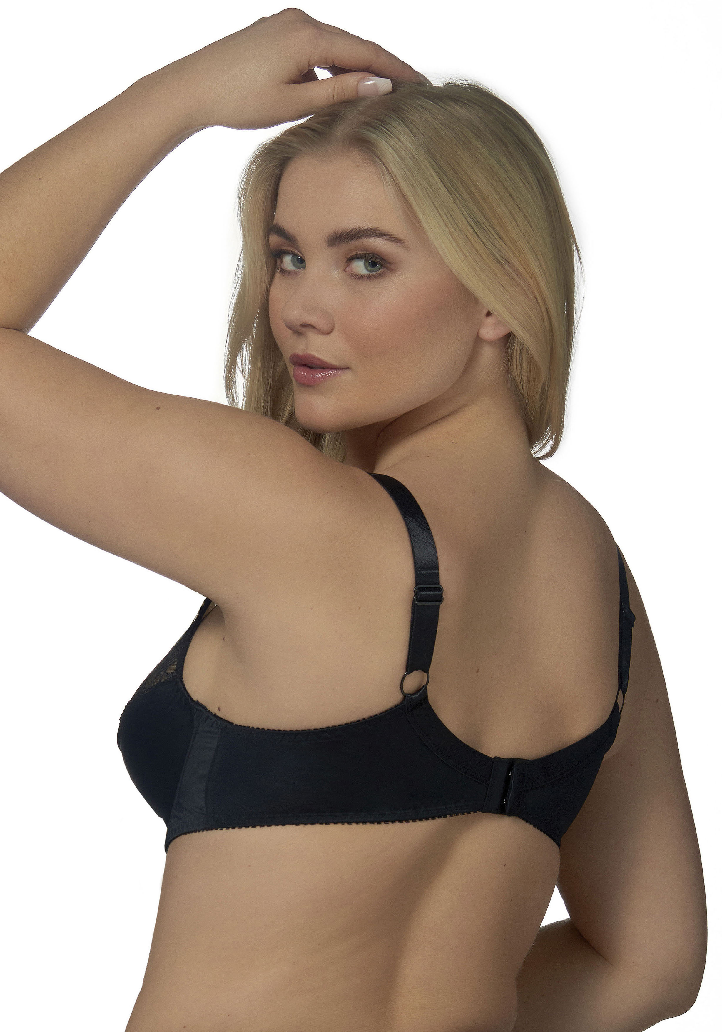 ELBRINA Damen Bügel-BH, Gr. 80, schwarz, Spitze, Obermaterial: 85% Polyamid, 9% Elasthan, 6% Polyester, leicht transparent, unifarben, BHs,