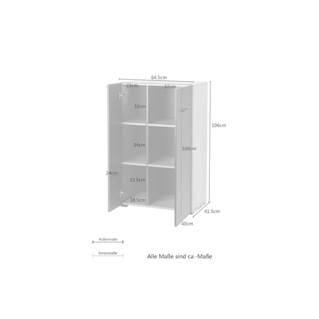 Places of Style Aktenschrank »Moid; Mehrzweckschrank,«, moderne Kommode mit viel  Stauraum, Maße 64,5 x 41,5 x 106 cm | BAUR