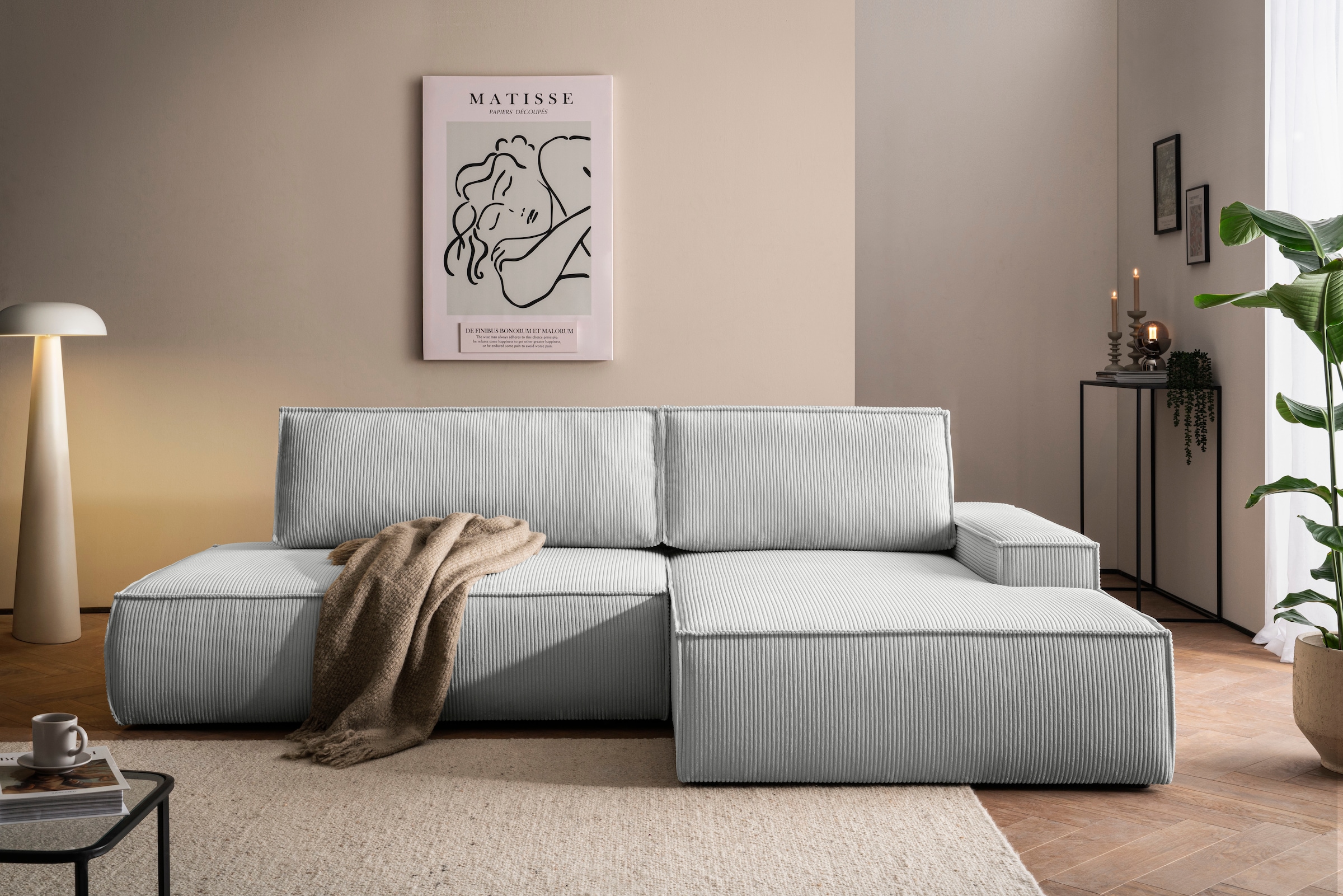 Home affaire Ecksofa "SHERWOOD, Schlafsofa in L-Form offen (275cm), Cord, L günstig online kaufen