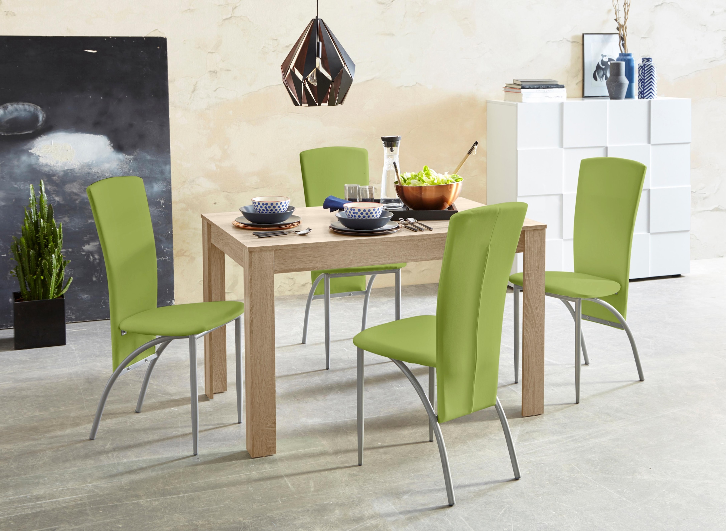 INOSIGN Essgruppe Set, 5 Stk. tlg. Tischbreite 120 cm in eichefarben sägera günstig online kaufen