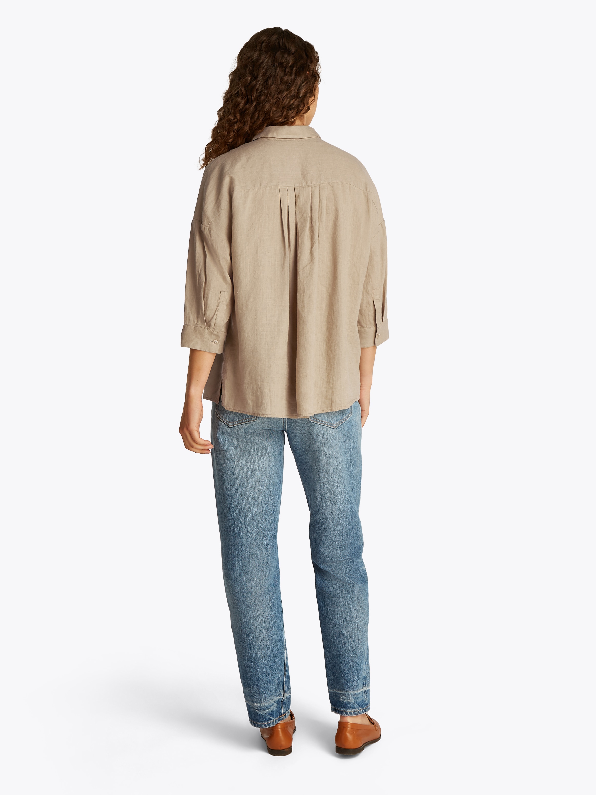 Tommy Hilfiger 3/4-Arm-Shirt »ESS LINEN LOOSE 3-4 SLEEVE SHIRT«, mit 3/4-Ärmel, Logostickerei,kühlendes Premium Leinen