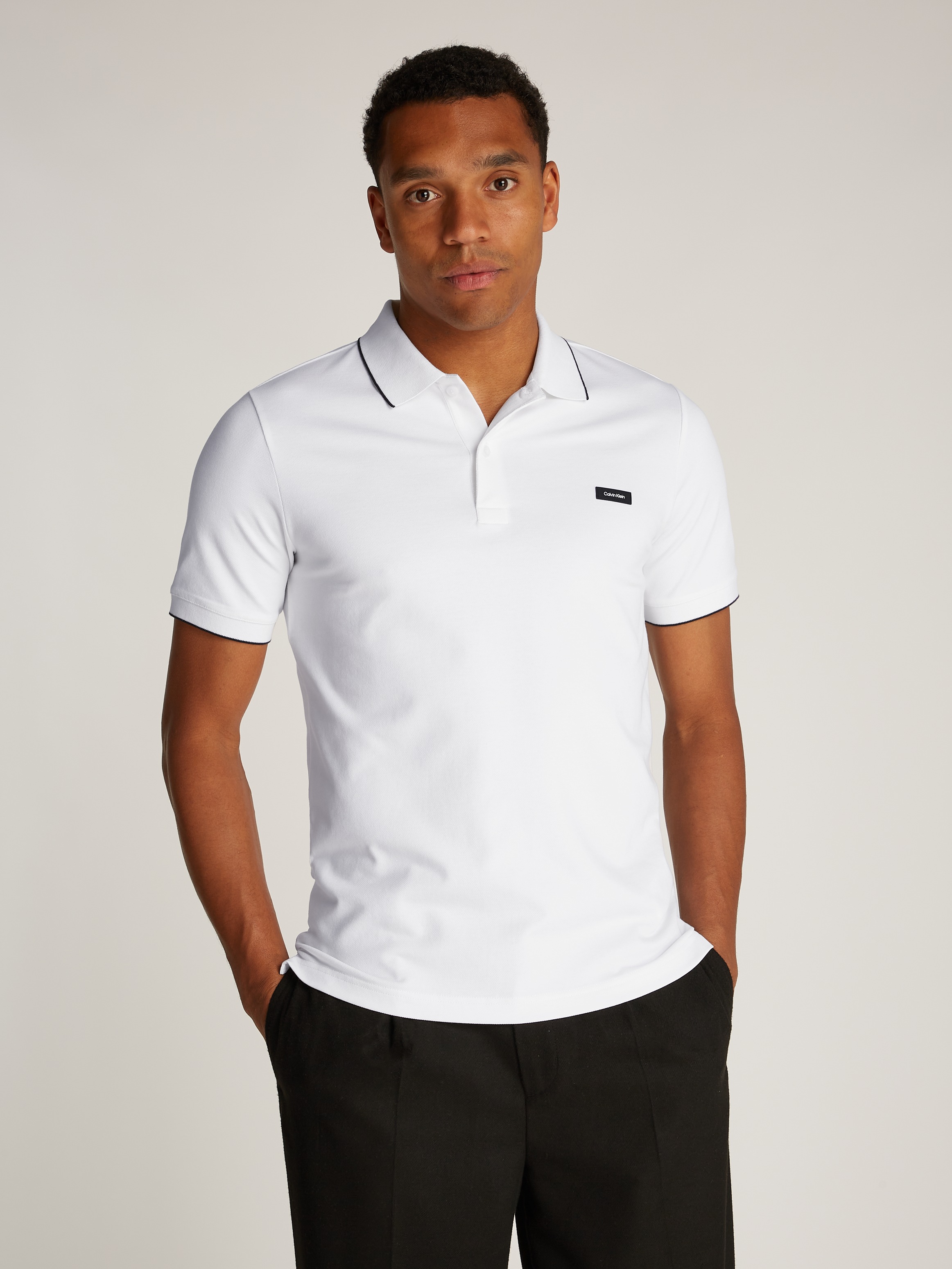 Calvin Klein Poloshirt "STRETCH PIQUE TIPPING POLO", mit Streifendetail am günstig online kaufen