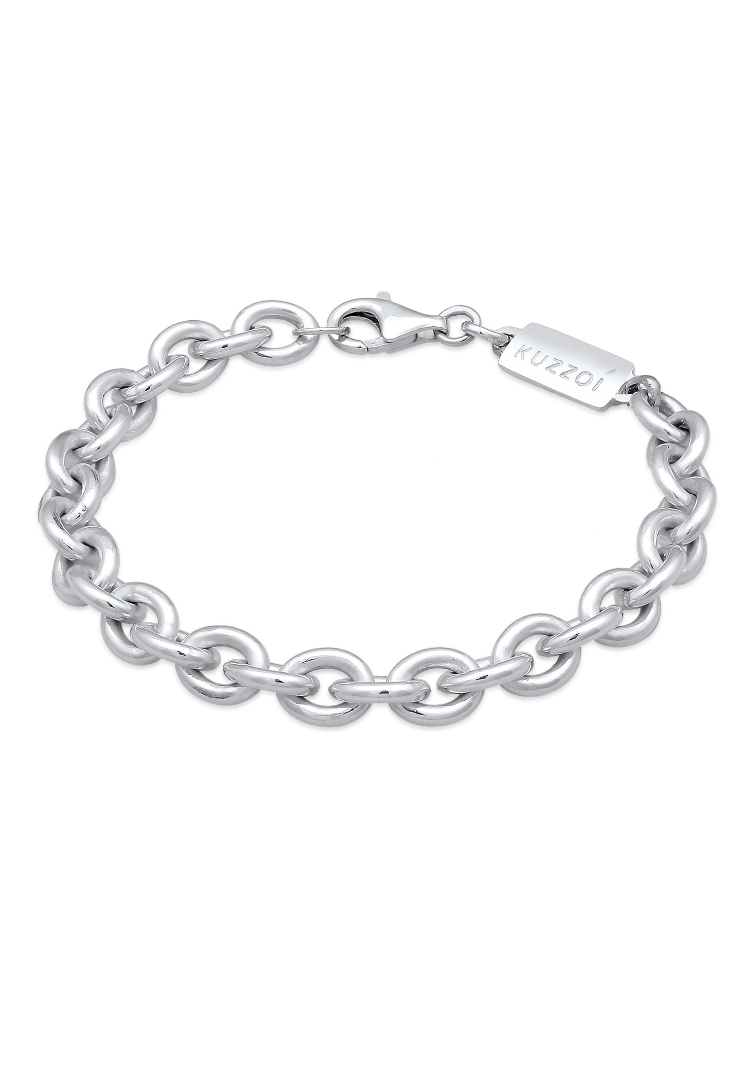"Armkette KUZZOI ""Armband Herren Rundanker Massiv 925 Silber"" Gr. 230, silber, Armbänder, Herren, 230, Silber 925 (Sterlingsilber), Armkette"