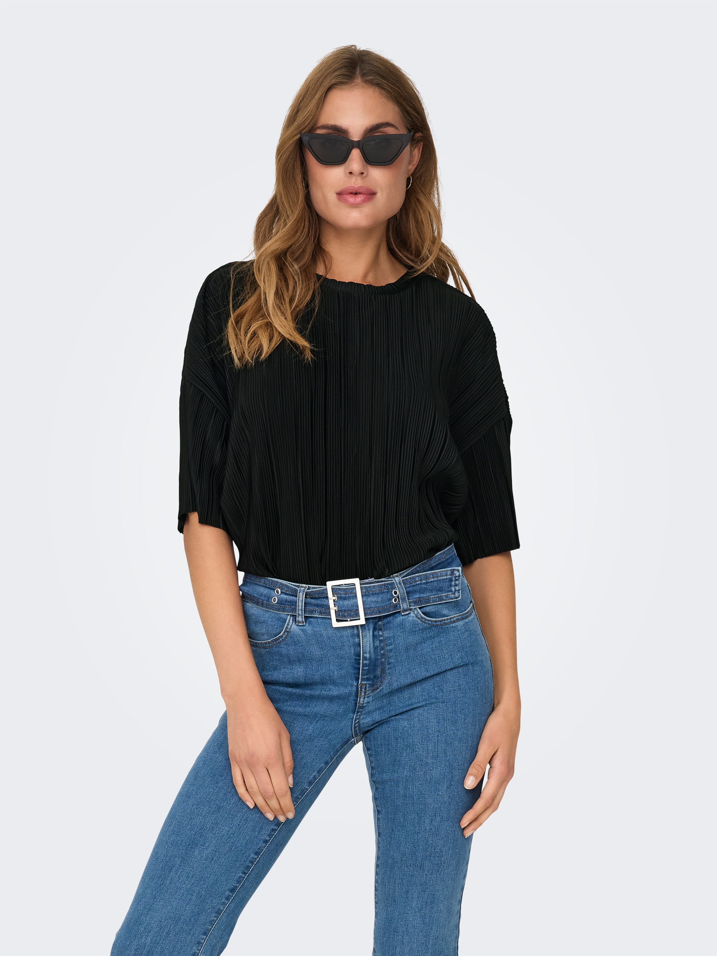 ONLY Plisseeshirt "ONLRAVENNA S/S PLISSE TOP NOOS JRS" günstig online kaufen