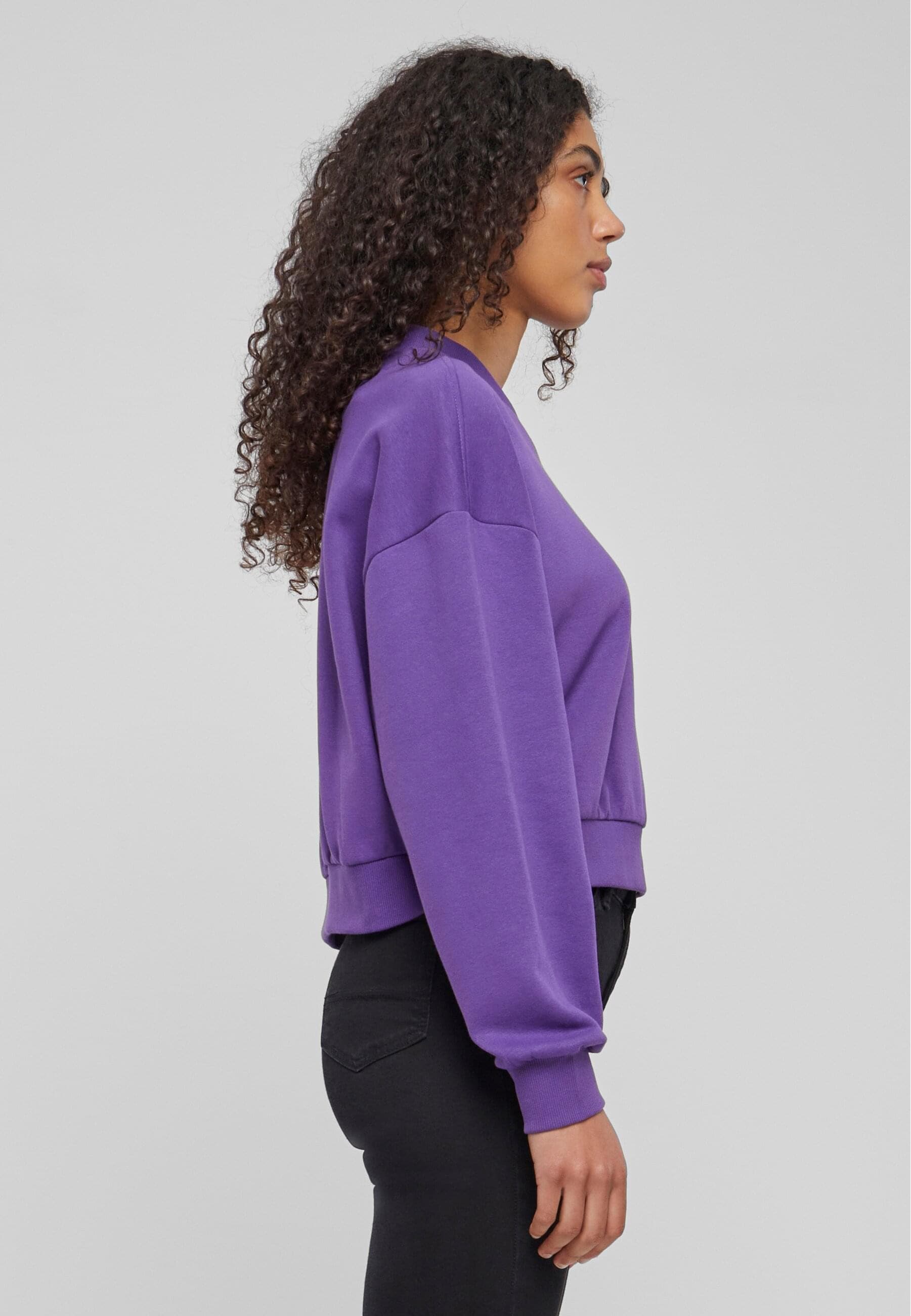 URBAN CLASSICS Sweater »Urban Classics Damen Ladies Cropped V-Neck«