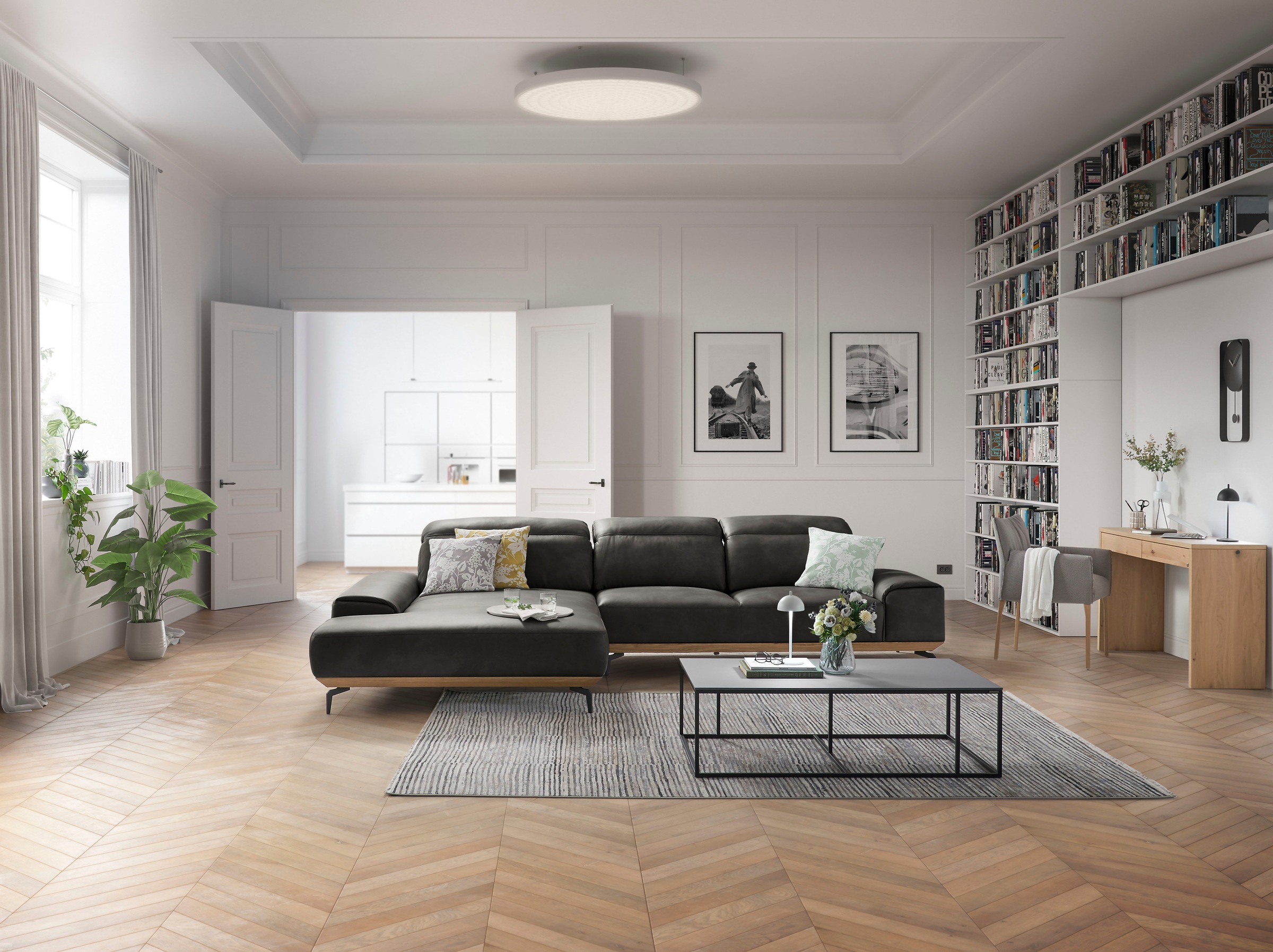 Musterring Wohnlandschaft »MR 2490«, Fuß Schwarz, Sitzhöhe 46cm, wahlweise mit Funktionen, Maße 342x207 cm