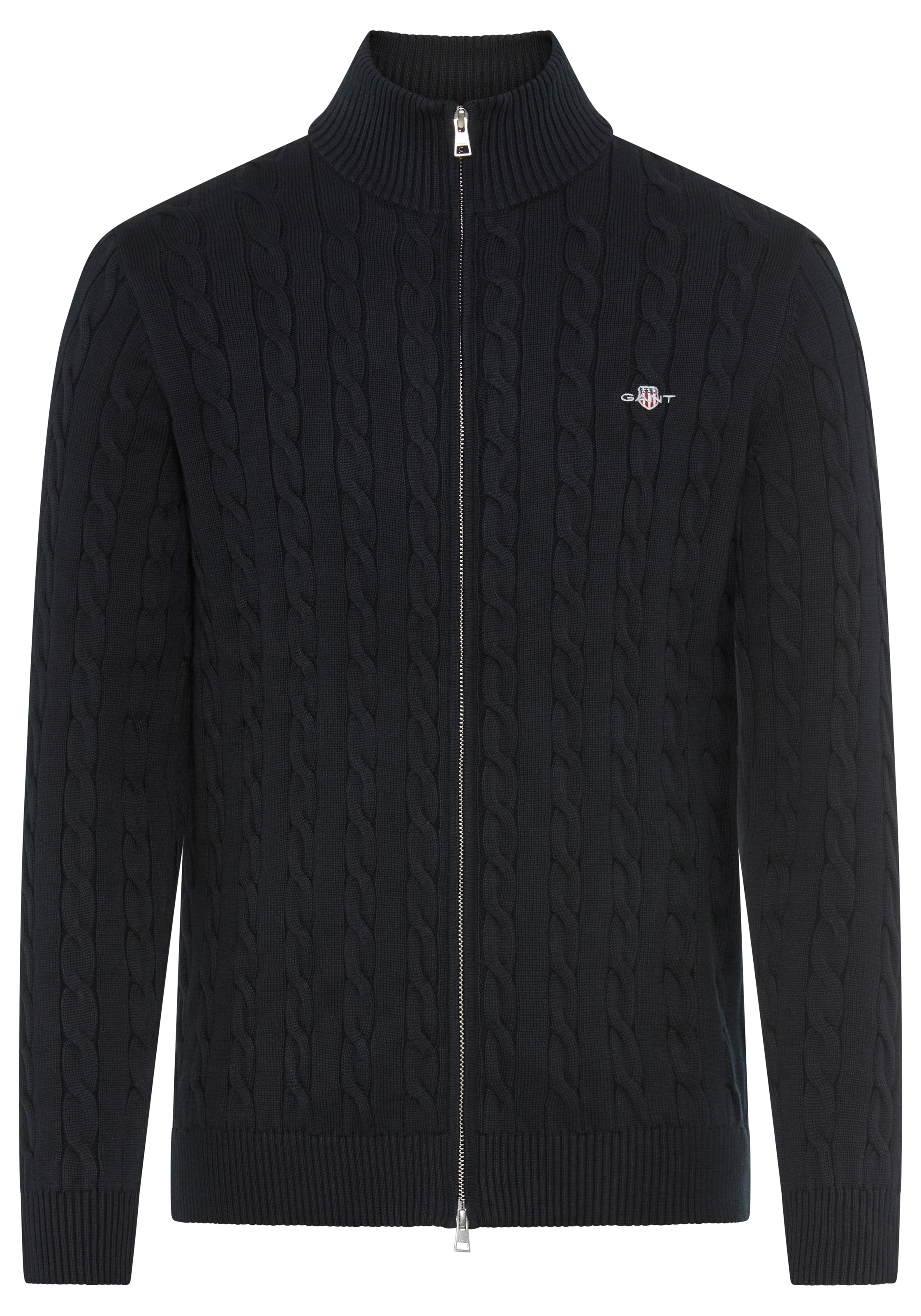Gant Strickjacke "COTTON CABLE ZIPPED CARDIGAN", mit Stehkragen, regular fi günstig online kaufen