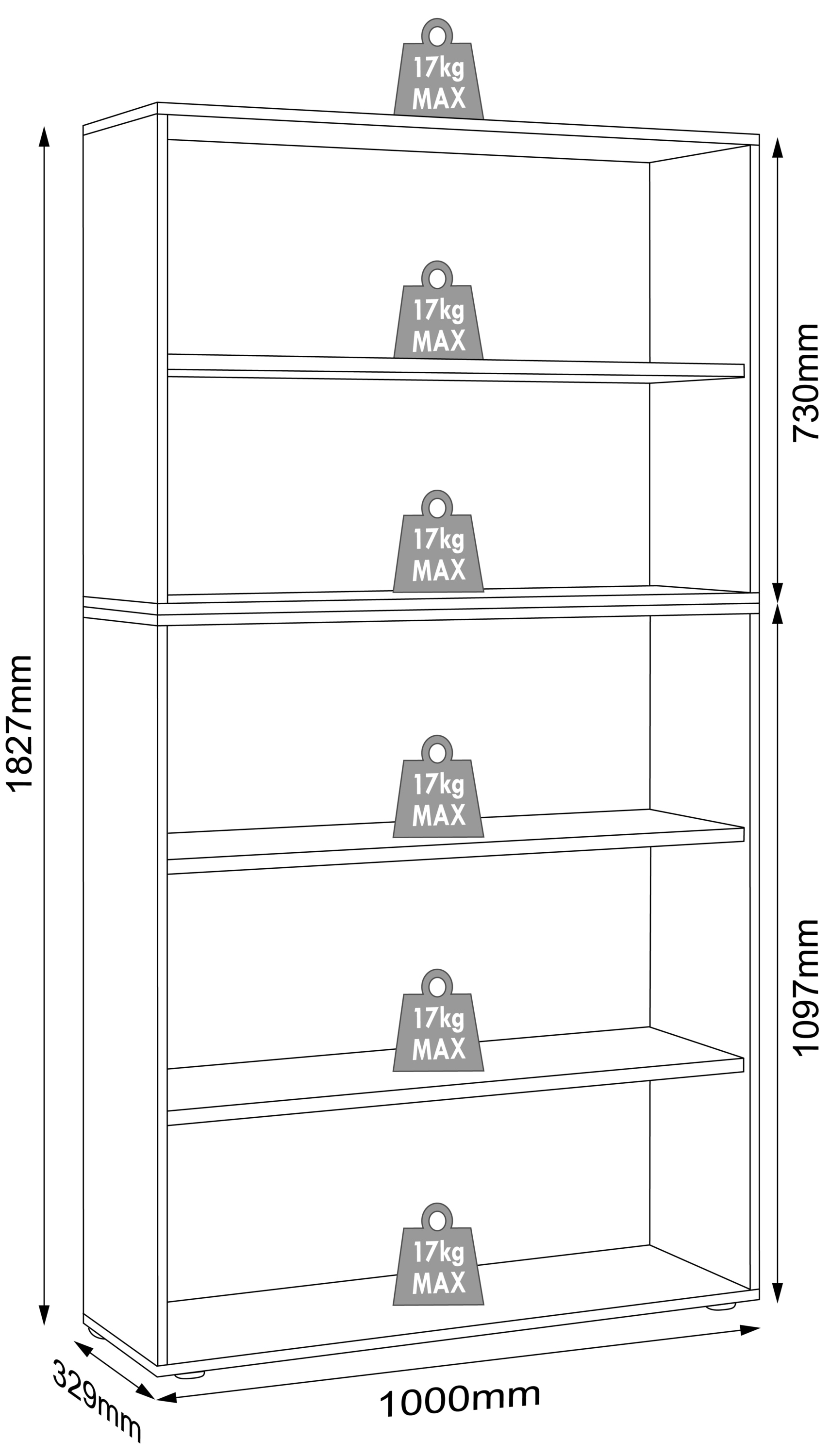 VCM Aktenregal »VCM Holzregal stehend | platzsparender Aktenschrank | Maße ca. B. 100 x H. 183 x T. 33 cm | Elegantes Regal | Büroregal ¿ Salia 5fach B. 100 cm«